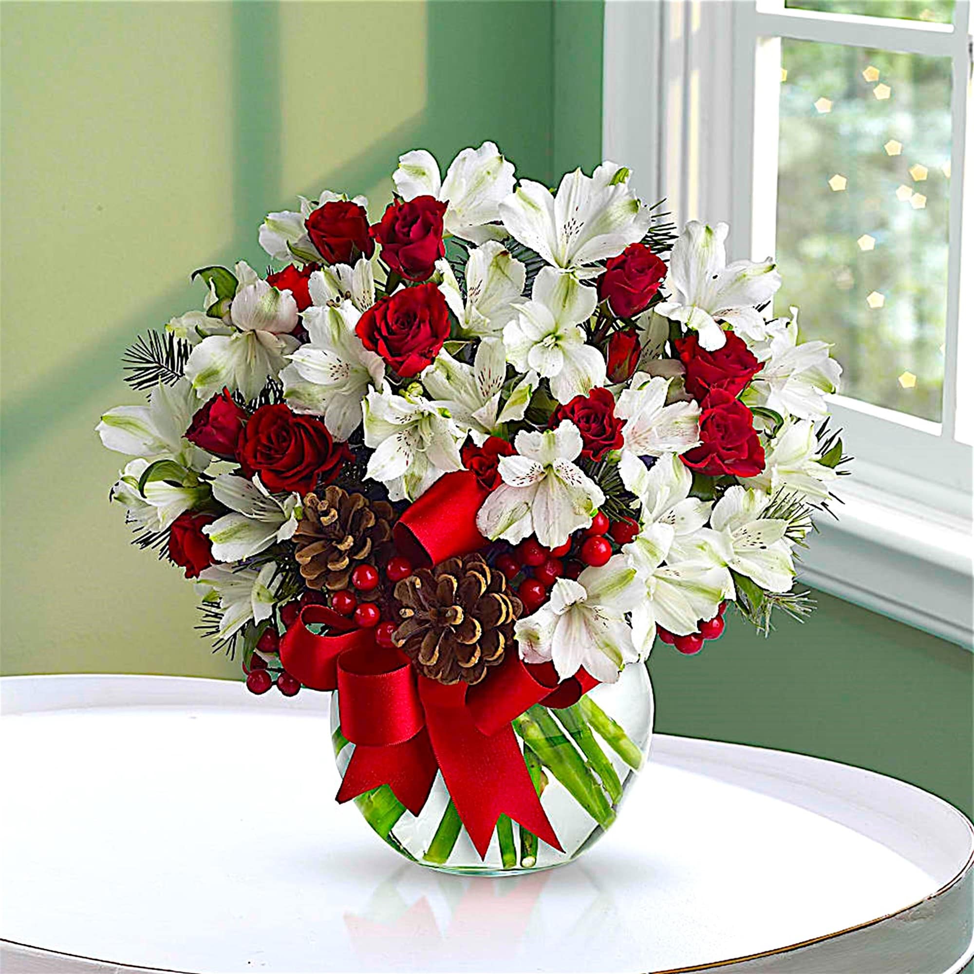 Fresh as new fallen snow. Delicate, snow-white flowers are decorated with berries