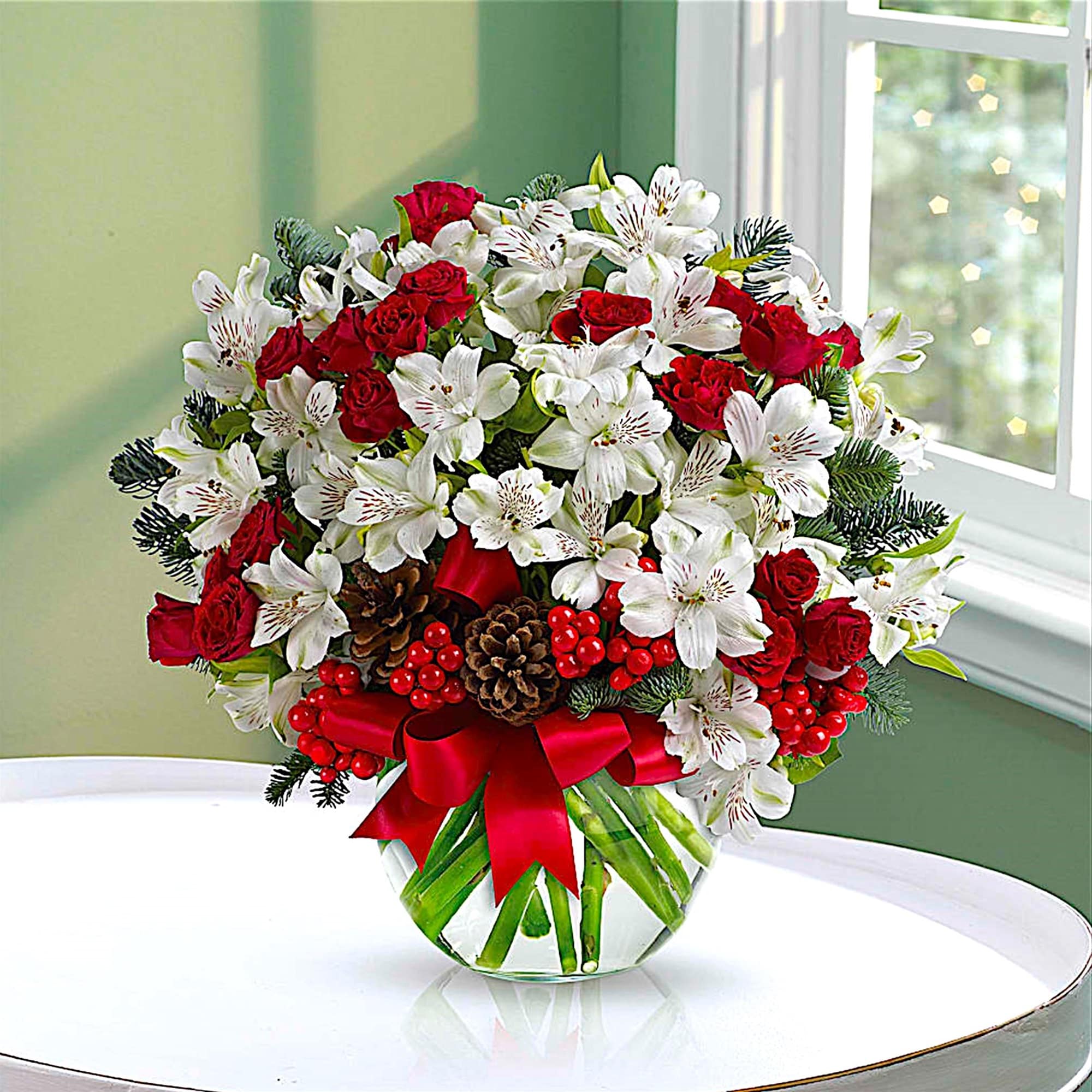 Fresh as new fallen snow. Delicate, snow-white flowers are decorated with berries