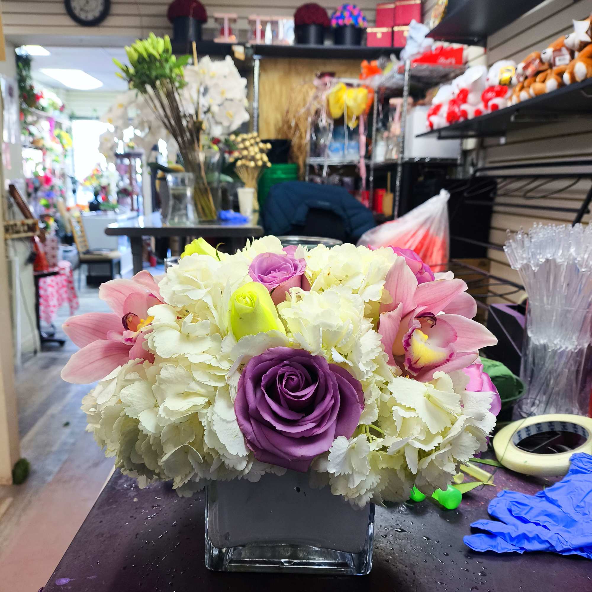 Our most popular arrangement! Pop of Lavender  is the perfect gift