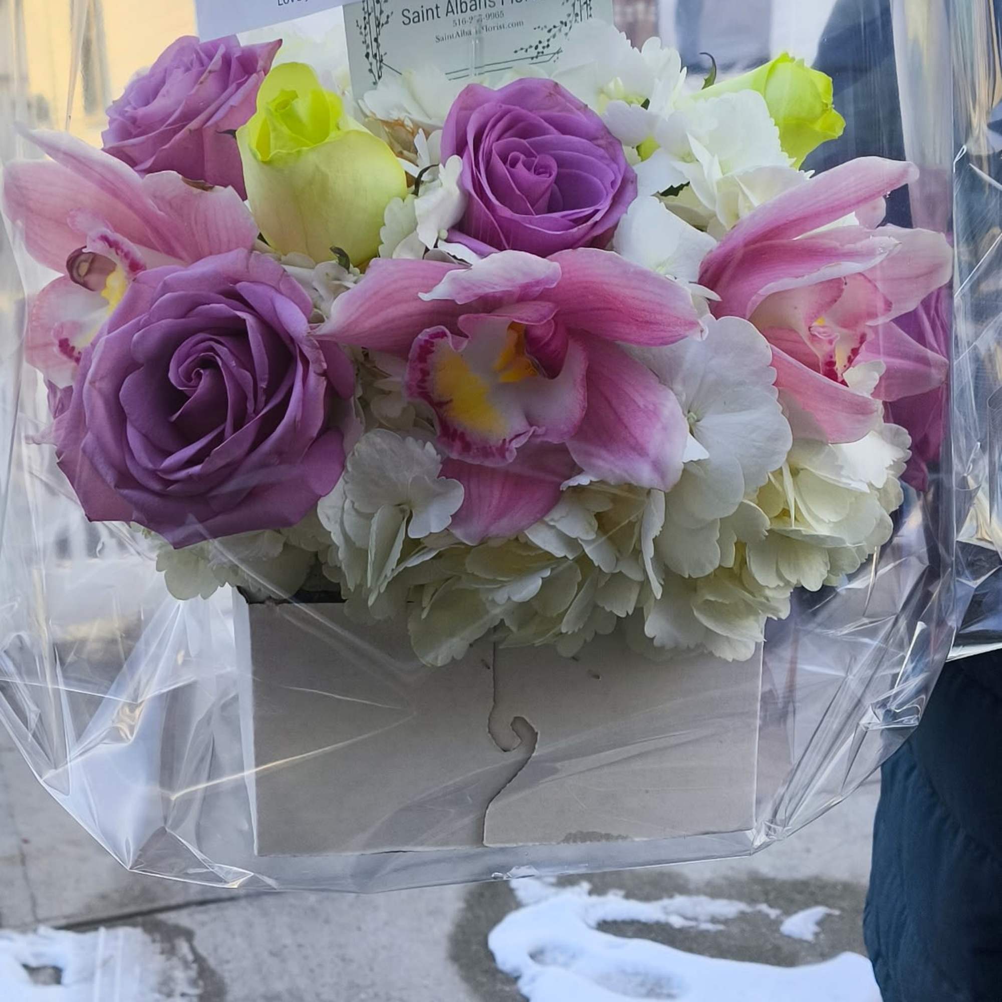 Our most popular arrangement! Pop of Lavender  is the perfect gift