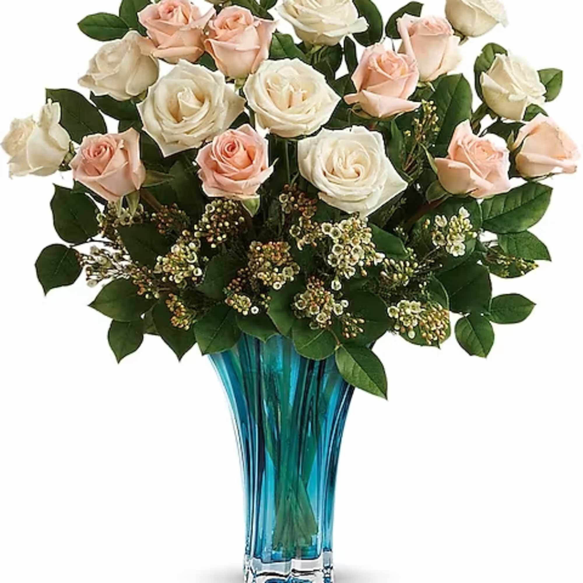 Celebrate her with an ocean of 12 radiant roses! Presented in an