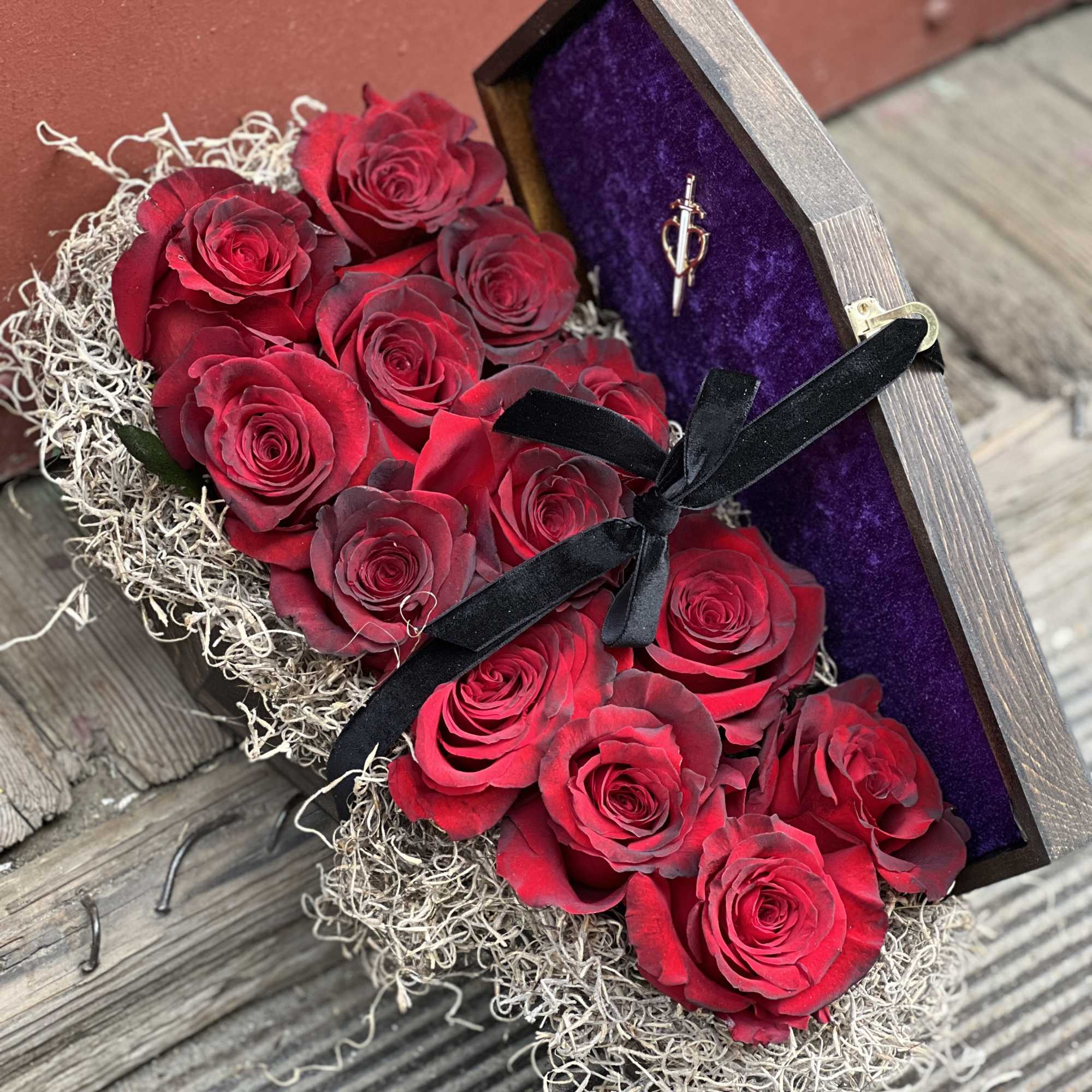 Limited Edition  ( Only 13 available ) Hand stained wood coffin