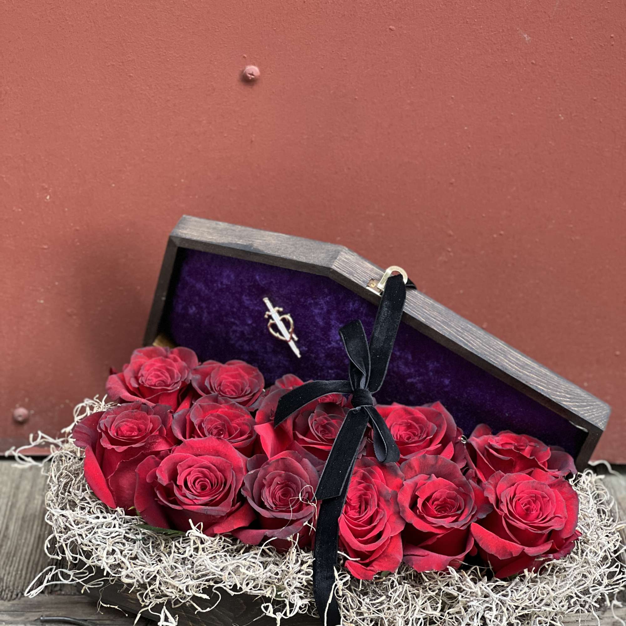 Limited Edition  ( Only 13 available ) Hand stained wood coffin