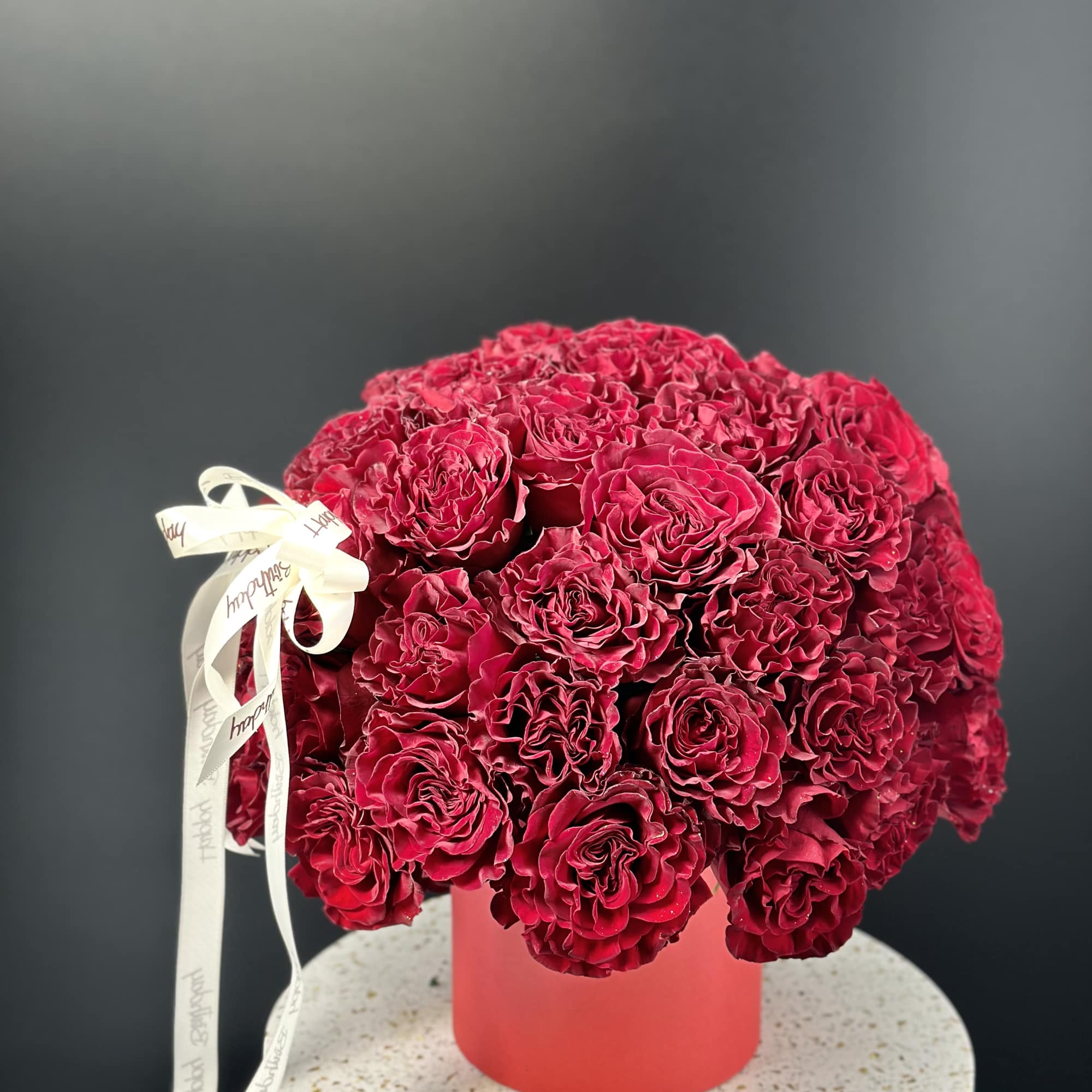 Box of beauty and  luxurious roses, unusually   arrangement in