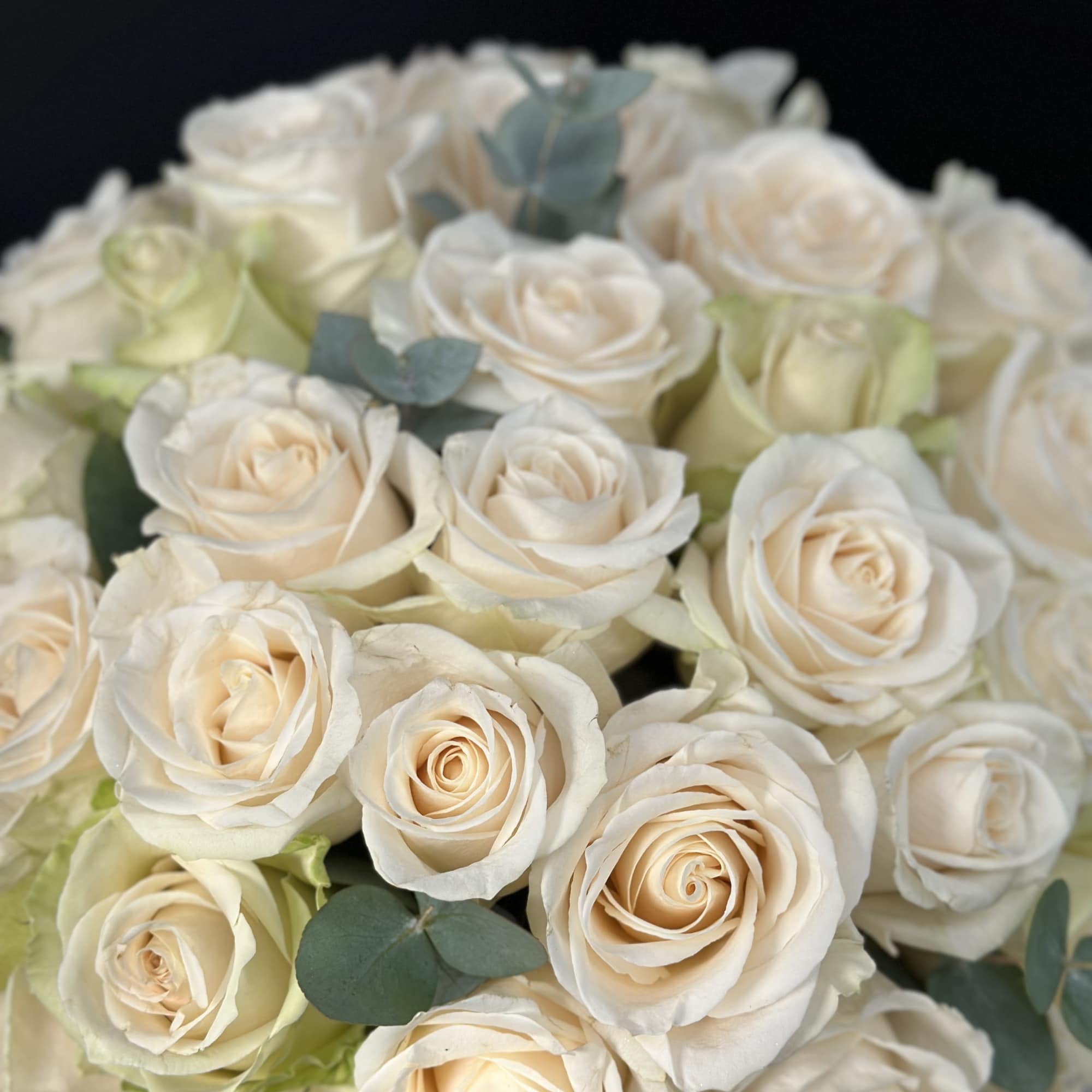 Box of beauty and  luxurious roses, unusually   arrangement in