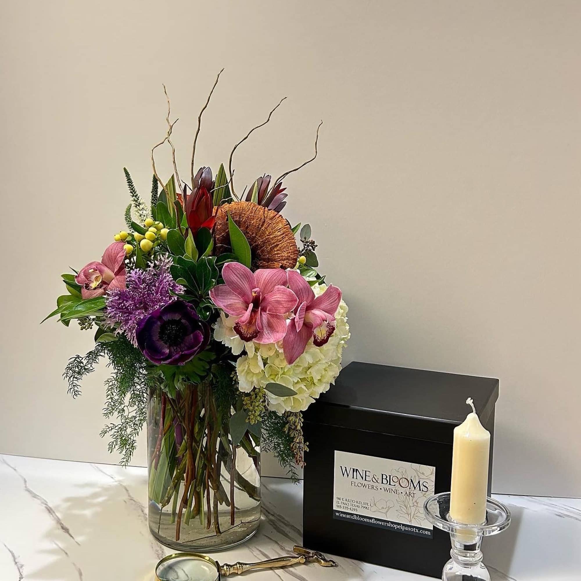 An abundant and colorful floral fantasy consisting of luscious Imported cymbidium orchids An abundant and colorful floral fantasy consisting of luscious Imported cymbidium orchids