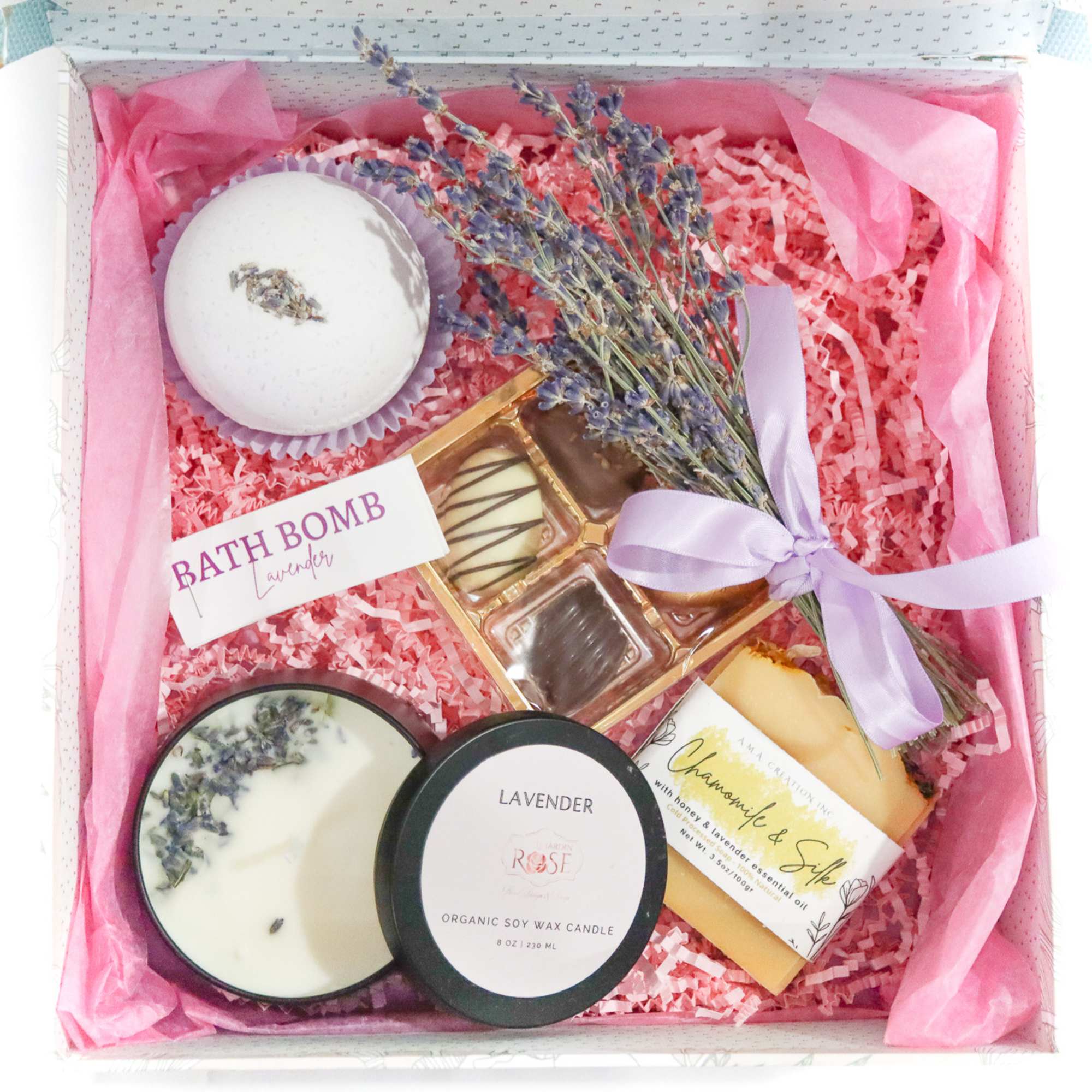 Featuring Lavender Organic Soy Candle, Organic lavender bath boom, organic made chamomile Featuring Lavender Organic Soy Candle, Organic lavender bath boom, organic made chamomile