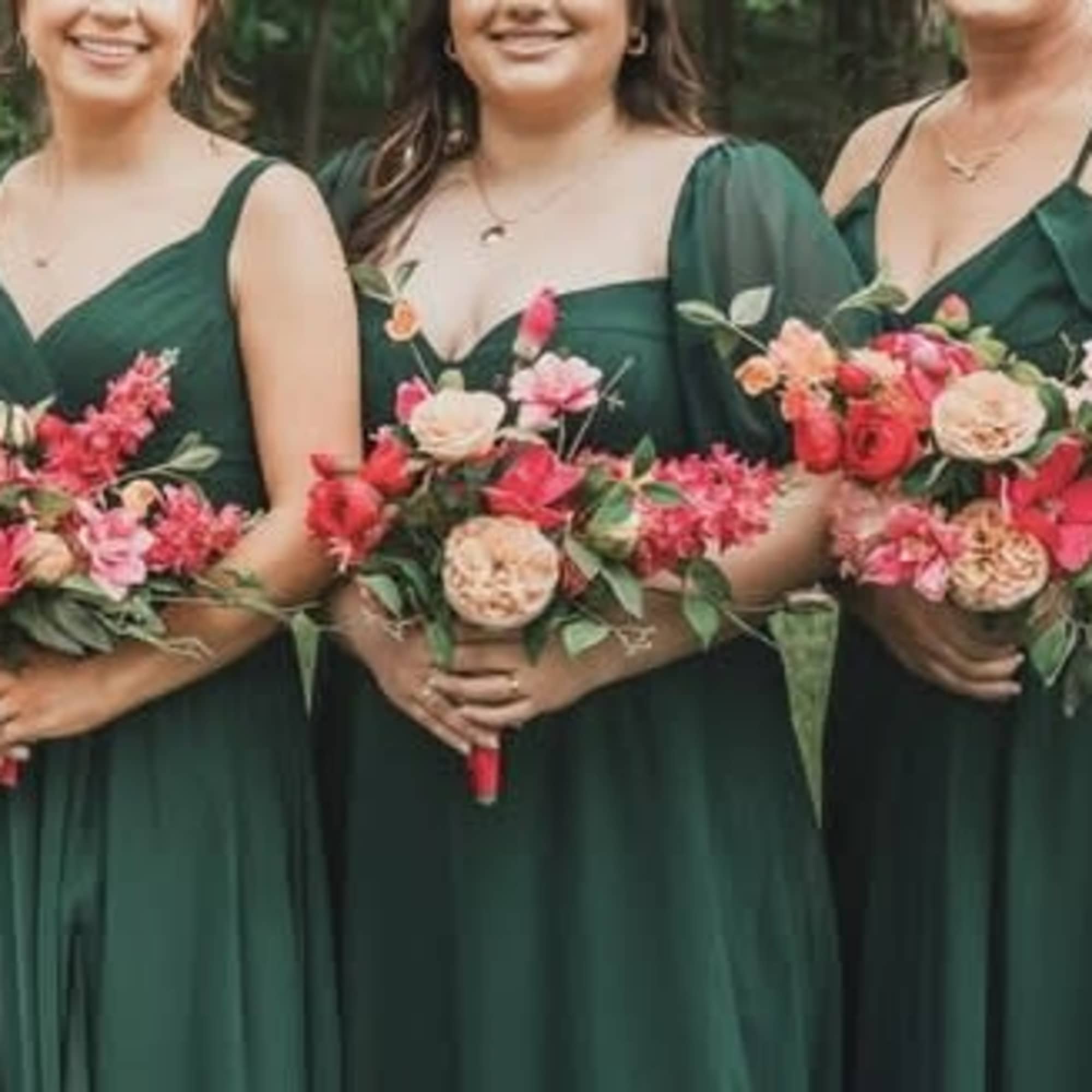 Flower bouquet for bridesmaids filled with color. These are made with permanent