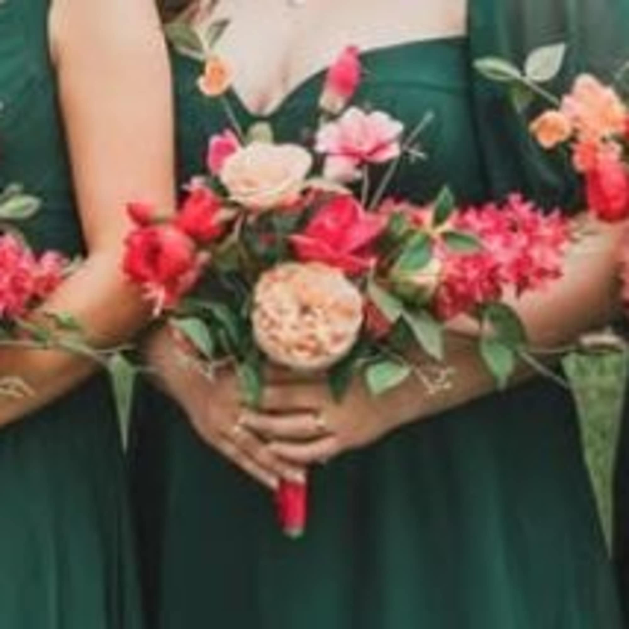 Flower bouquet for bridesmaids filled with color. These are made with permanent