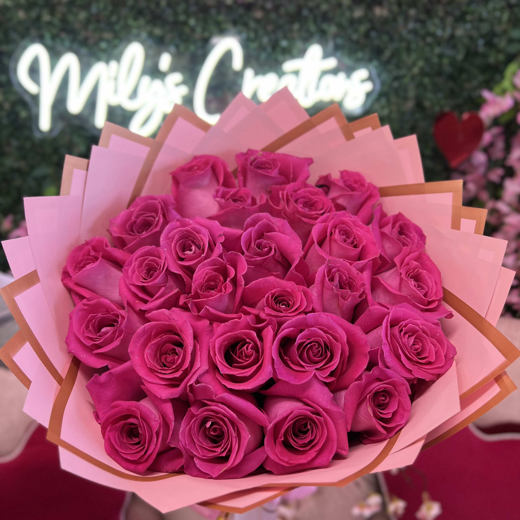 Hot Pink Roses Bouquet is a vibrant and striking floral arrangement, perfect