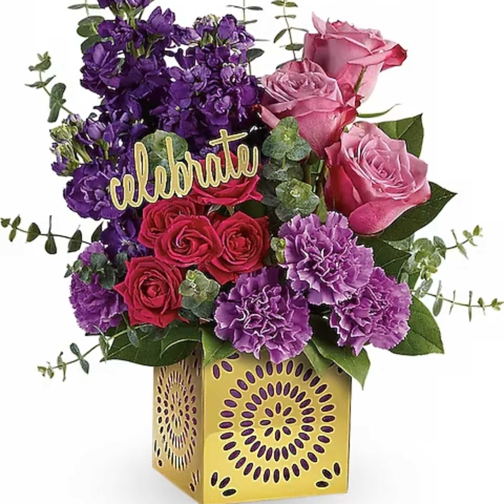 Celebrate any occasion in style with this glorious gift! Luxurious lavender roses