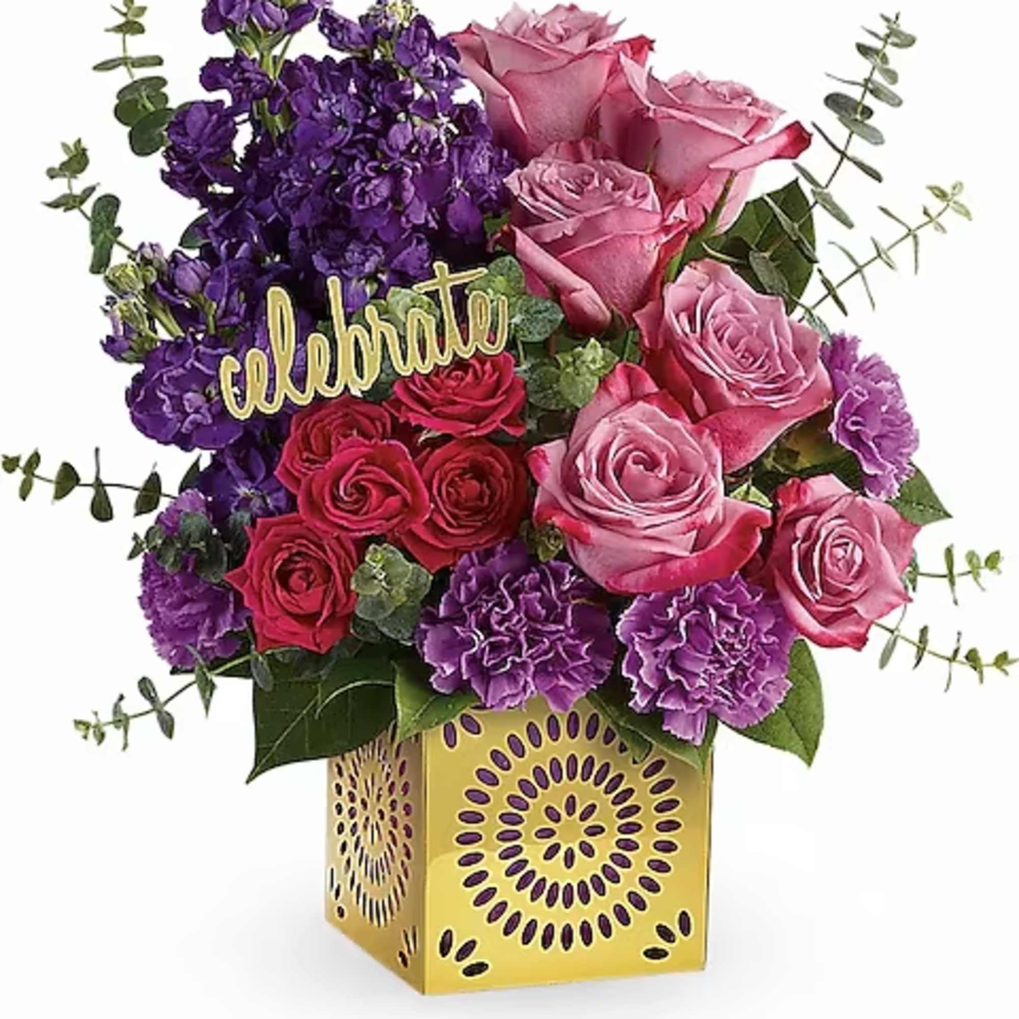 Celebrate any occasion in style with this glorious gift! Luxurious lavender roses