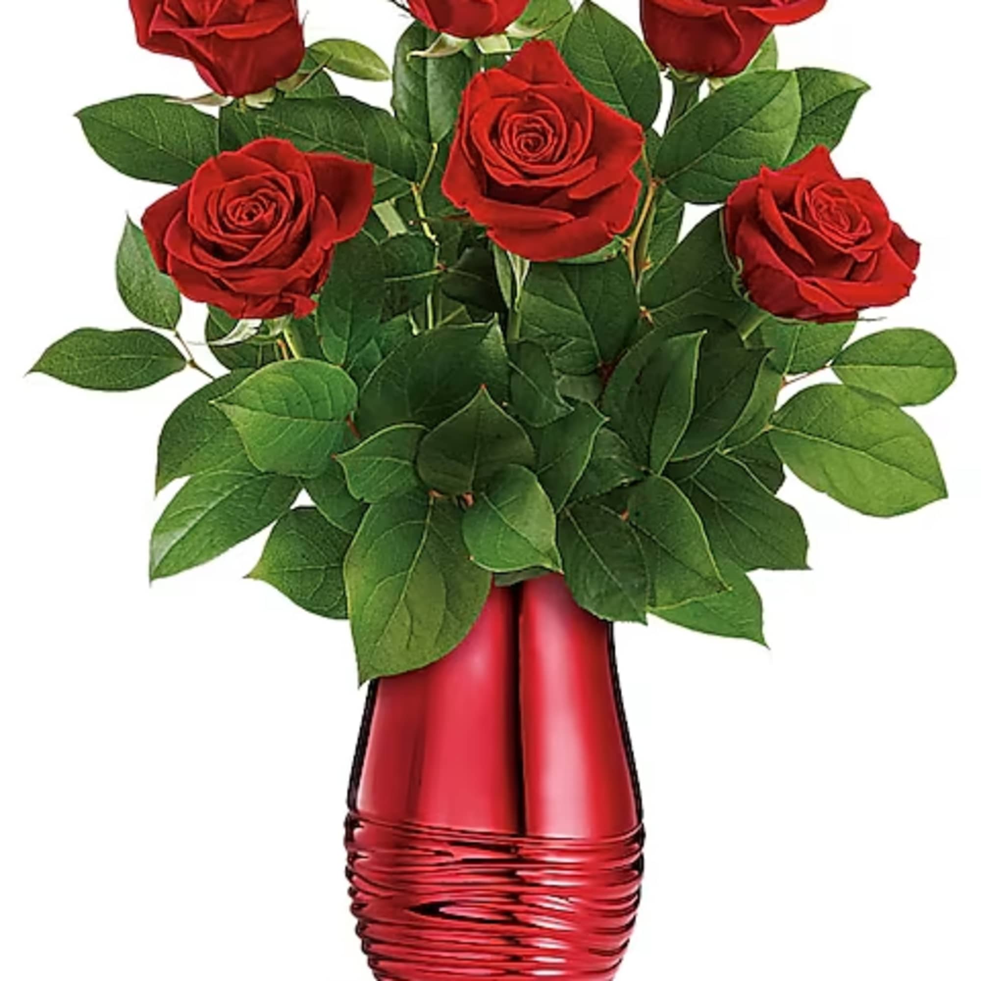 The epitome of romance, this classic red rose bouquet looks oh-so-luxurious in