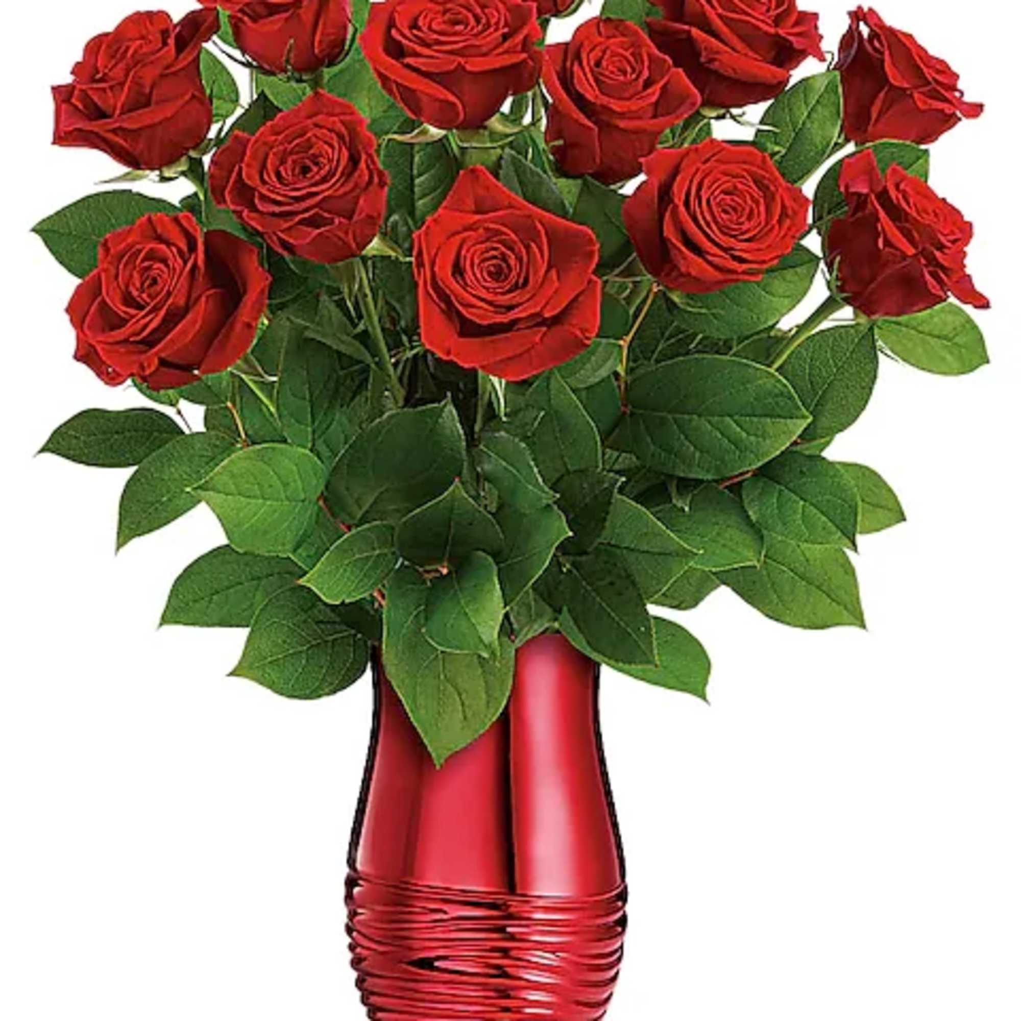 The epitome of romance, this classic red rose bouquet looks oh-so-luxurious in