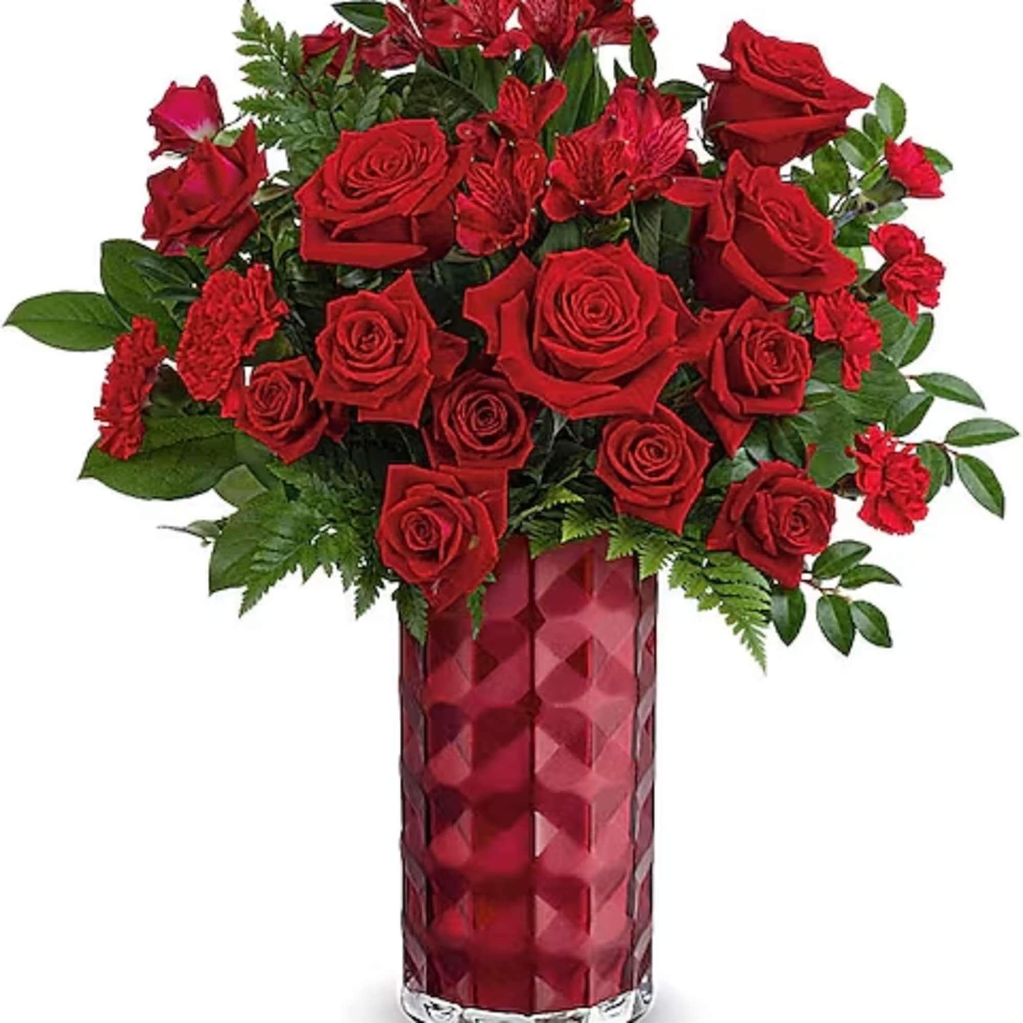 Absolutely stunning! This striking all-red Valentine's Day bouquet is beautifully arranged in