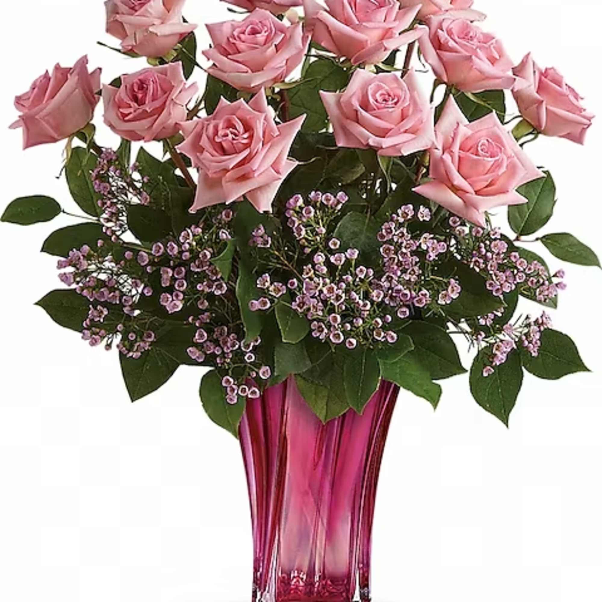 Perfectly pink! Beautifully simple, this exquisite mix of soft pink roses and