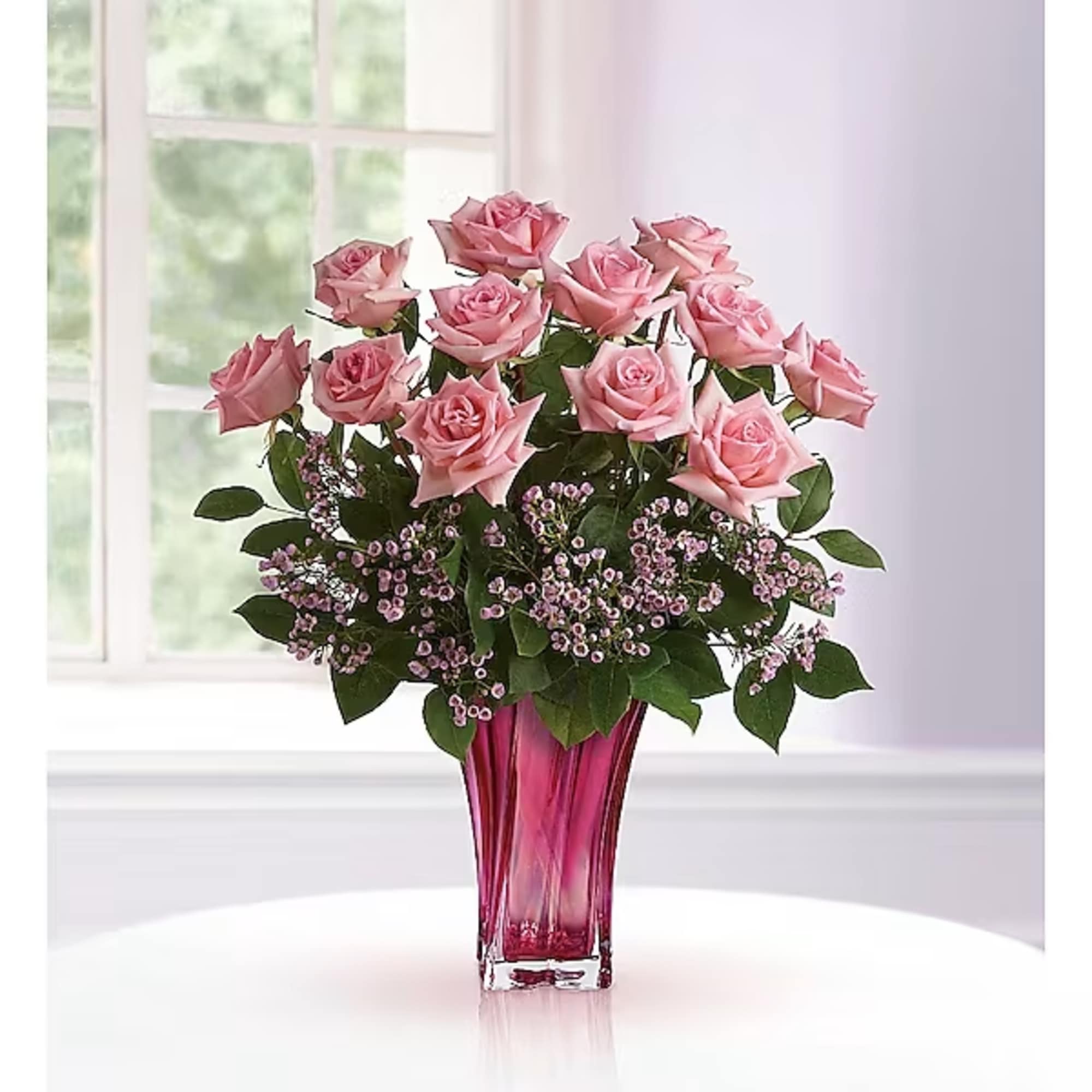 Perfectly pink! Beautifully simple, this exquisite mix of soft pink roses and