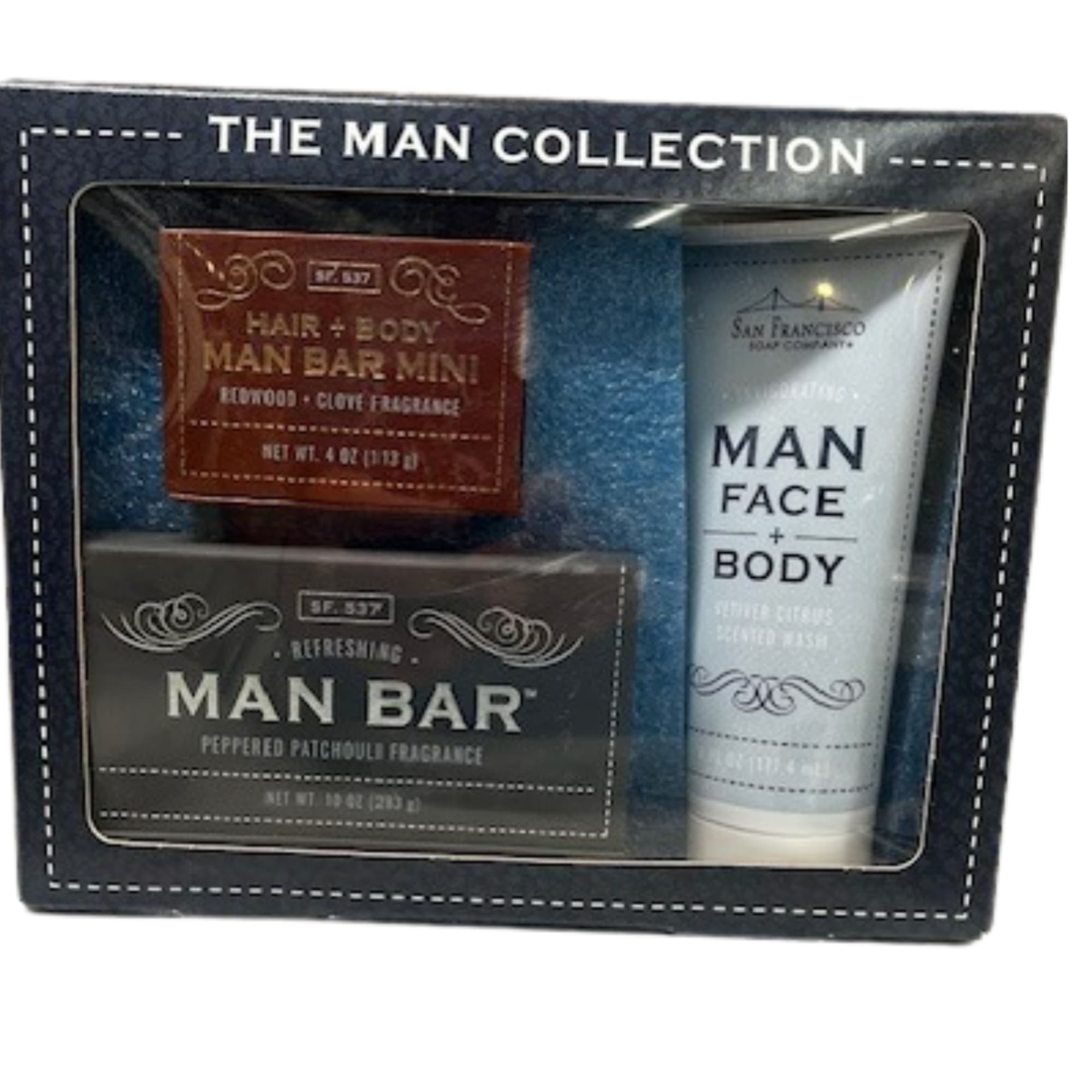 Gift bag filled with all things to make him feeling fresh, pampered