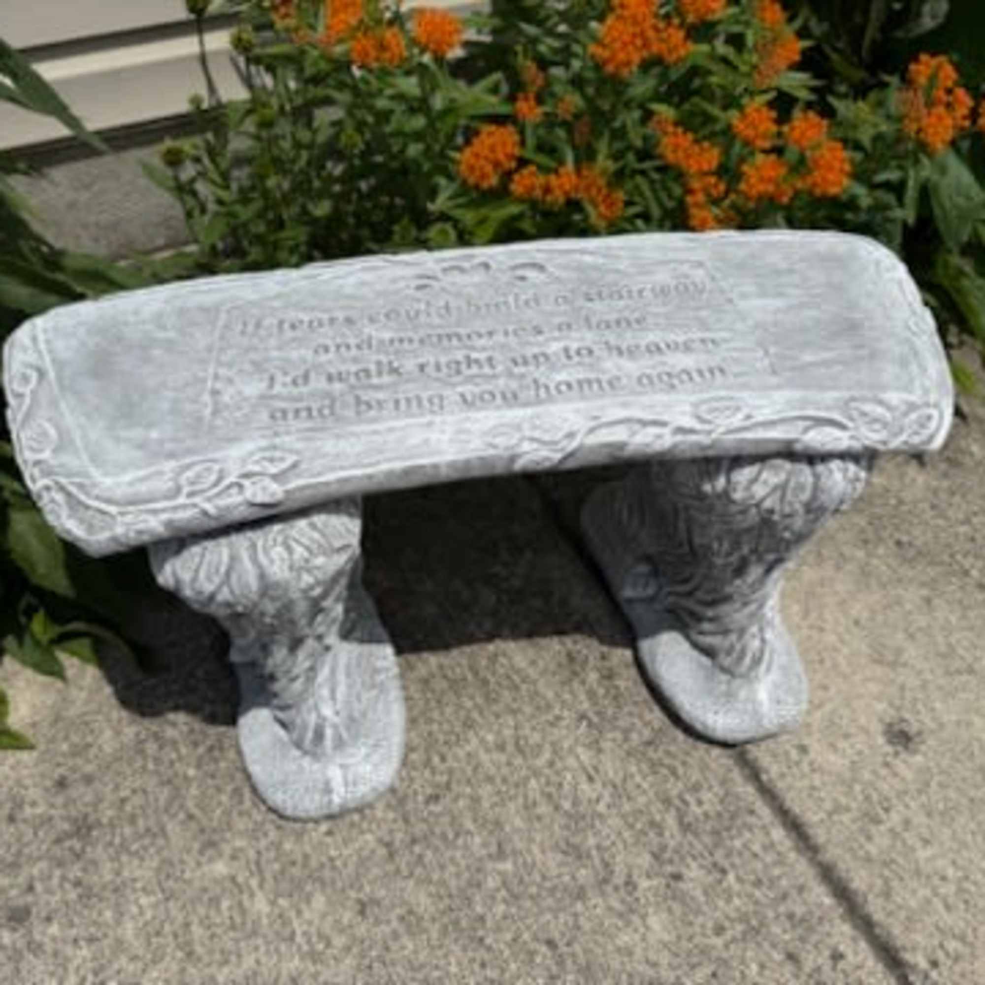 Concrete garden bench - we have multiple different saying for the benches Concrete garden bench - we have multiple different saying for the benches