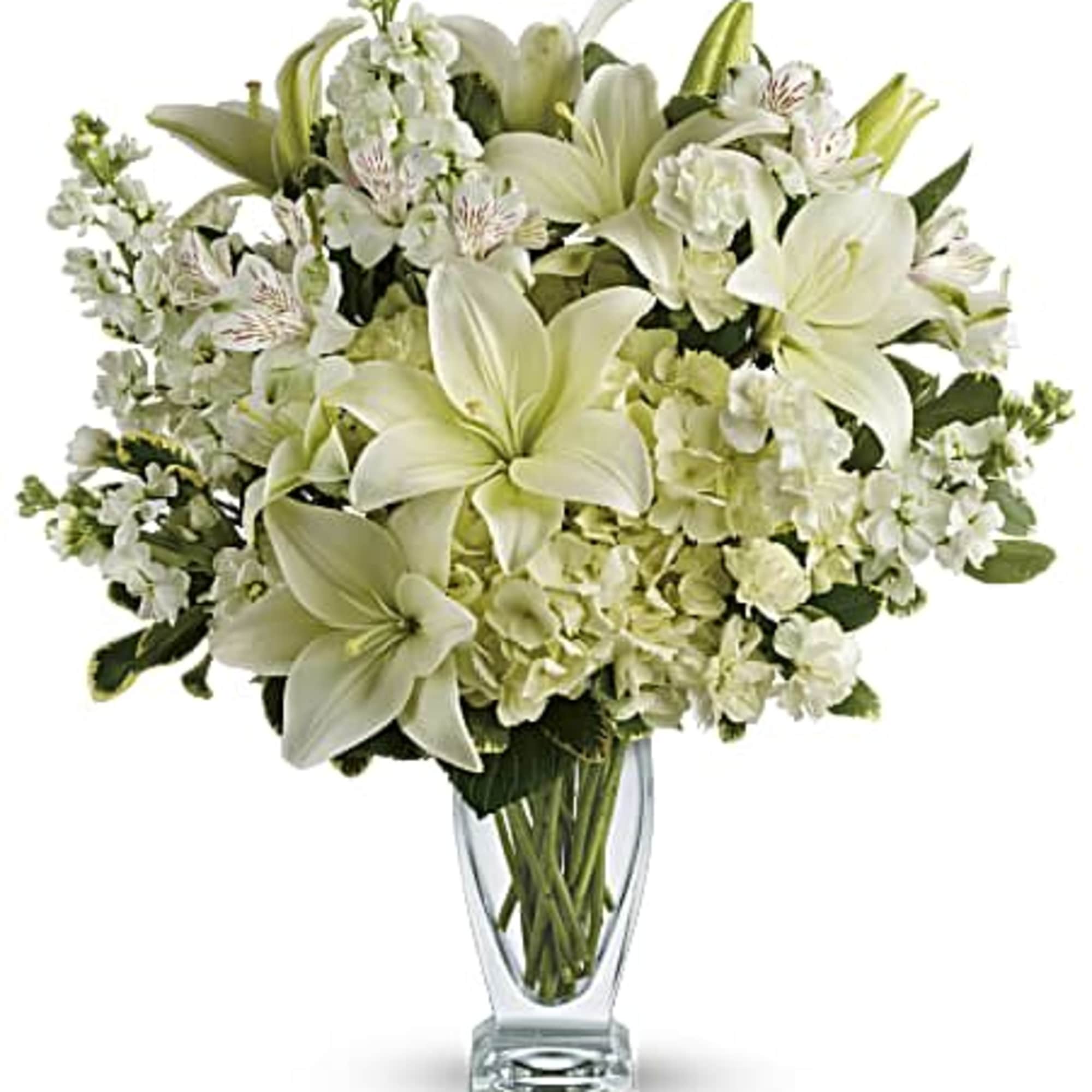 Who&#039;s the fairest of them all? This snow-white bouquet. A stunning statement