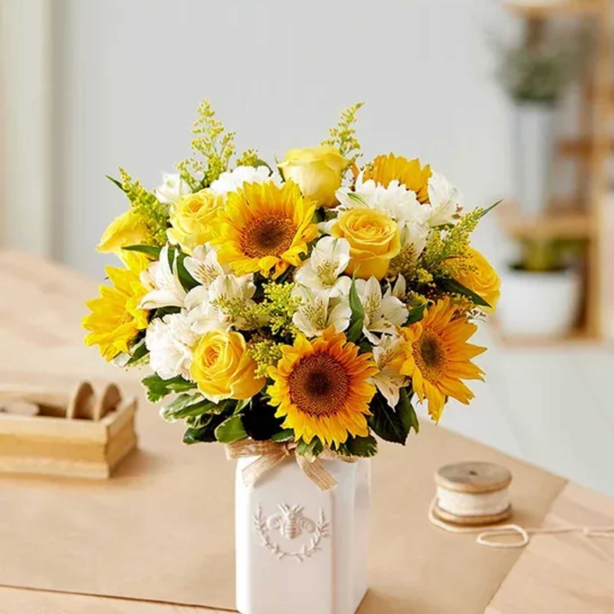 Get them buzzing for summer! Our unique bouquet is gathered with a