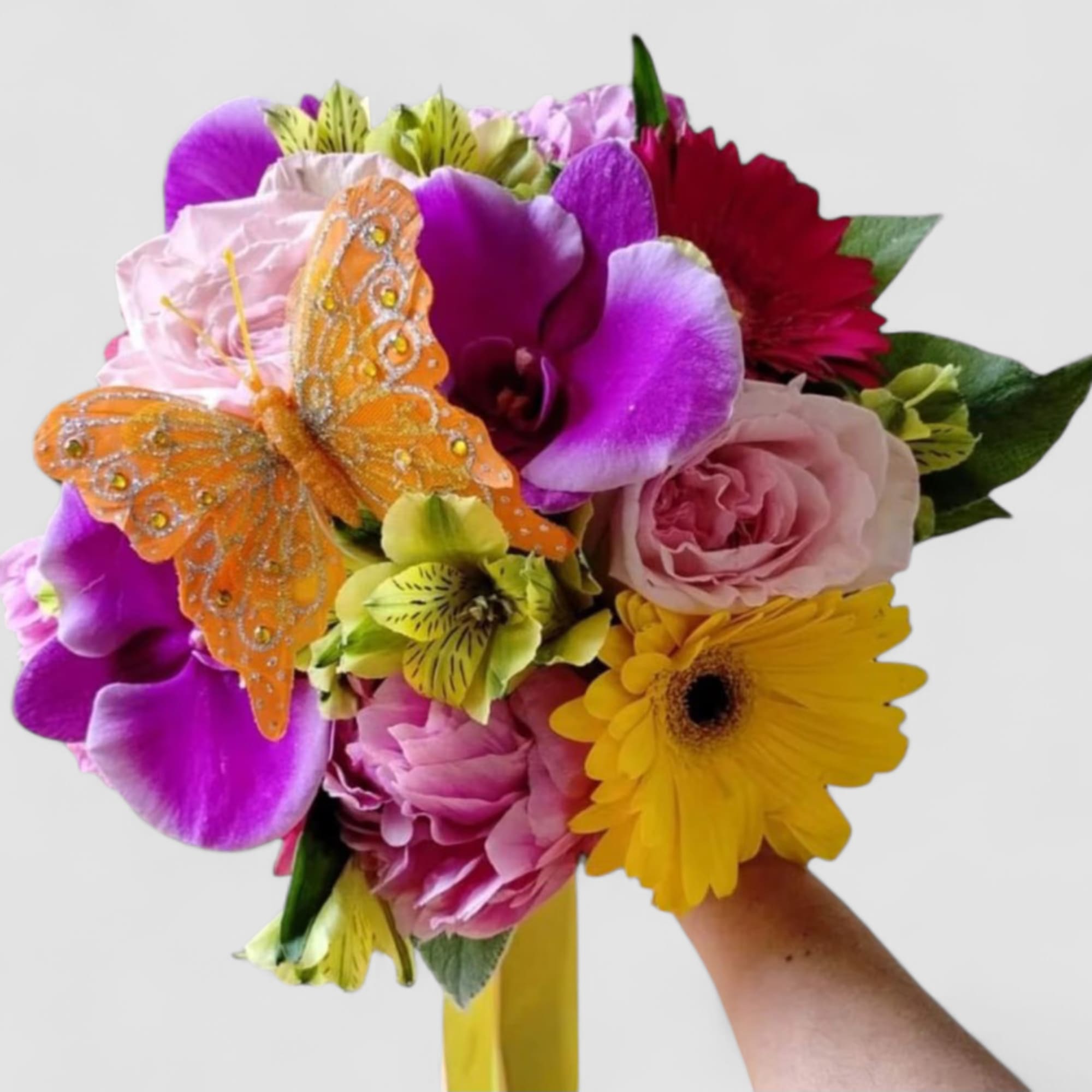 Beautiful and colorful for prom or wedding. Hand held wrapped bouquet with