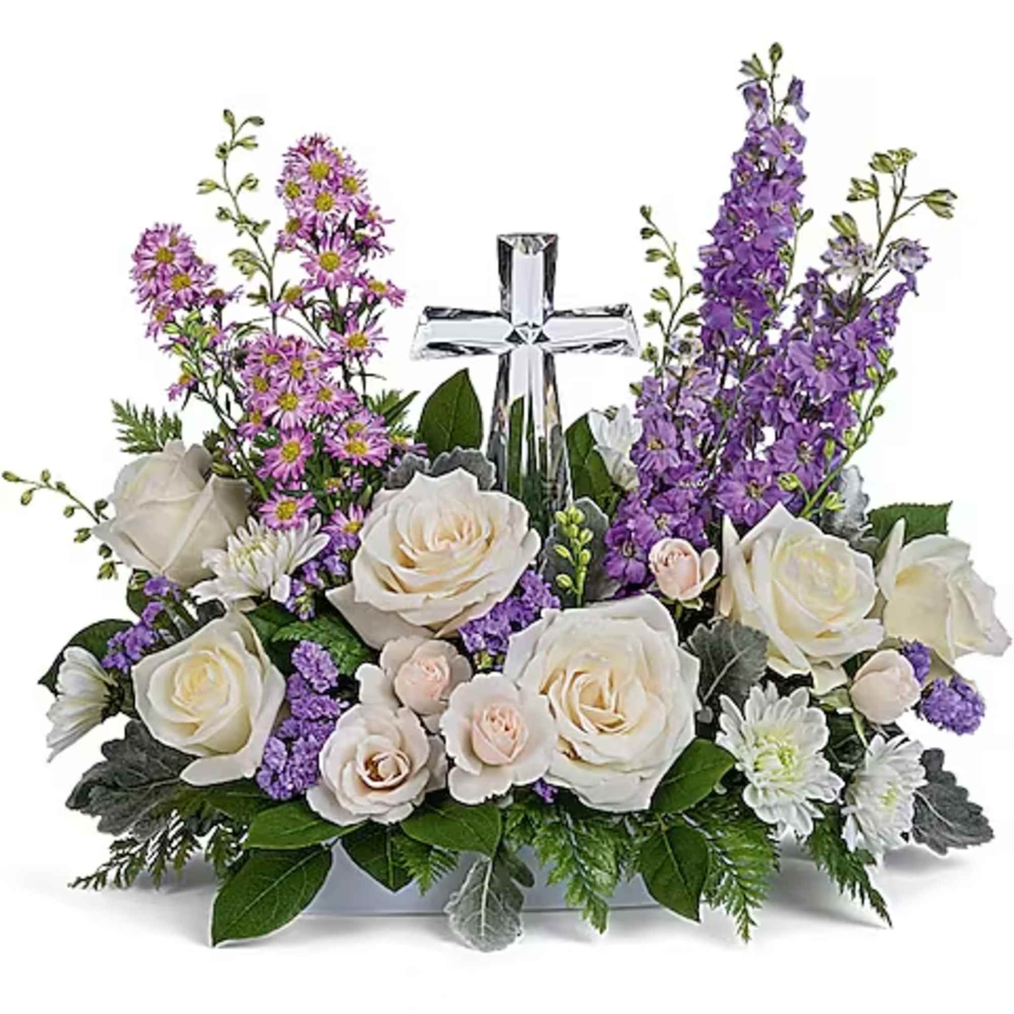 A touching tribute to love, this beautiful bouquet of cream roses and