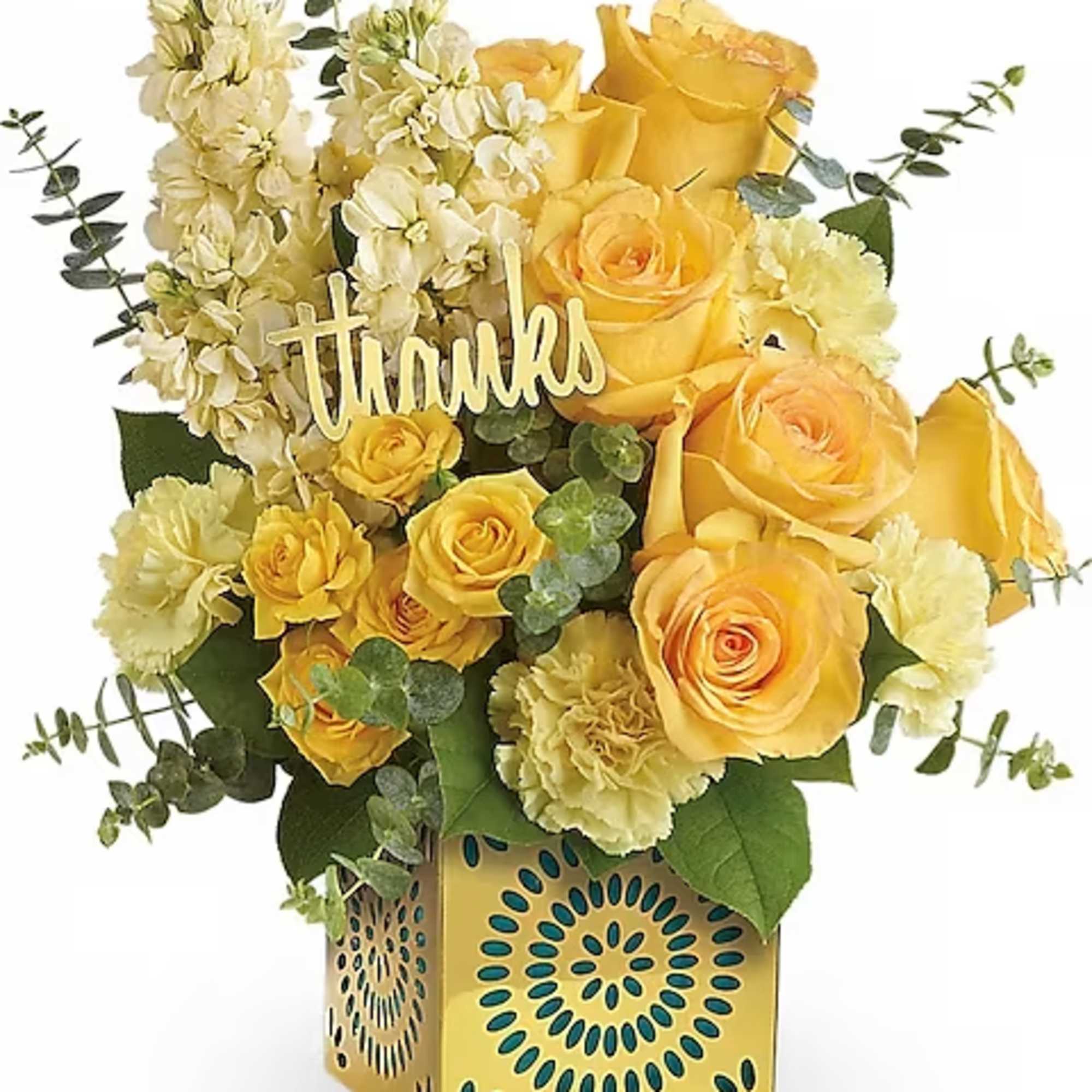 Make your appreciation shine! This stylish gift of yellow blooms, hand-delivered in
