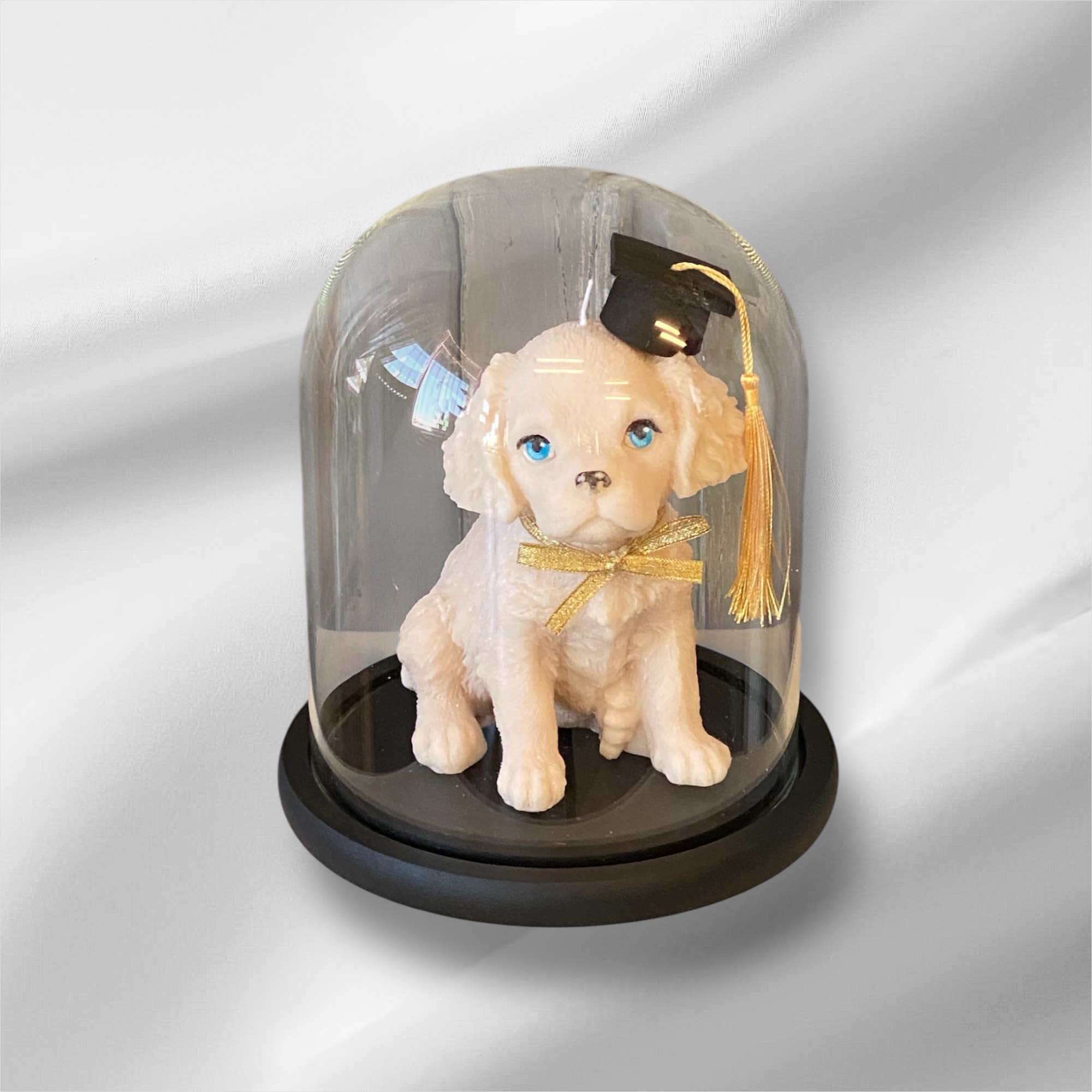 Made with 100 % soy wax, this one-of-a-kind French Poodle Graduate Doggie Made with 100 % soy wax, this one-of-a-kind French Poodle Graduate Doggie