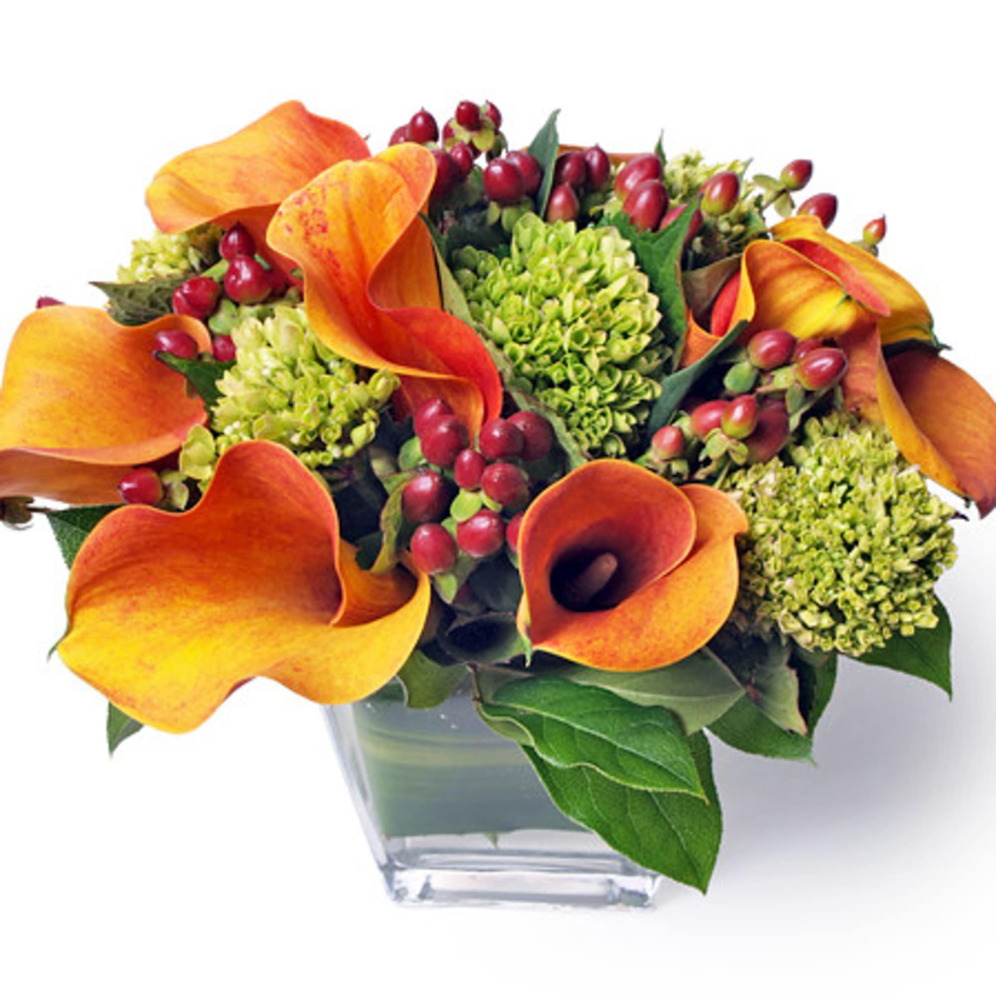 Very summery, fun and cheerful bouquet of greens, oranges and peaches. We