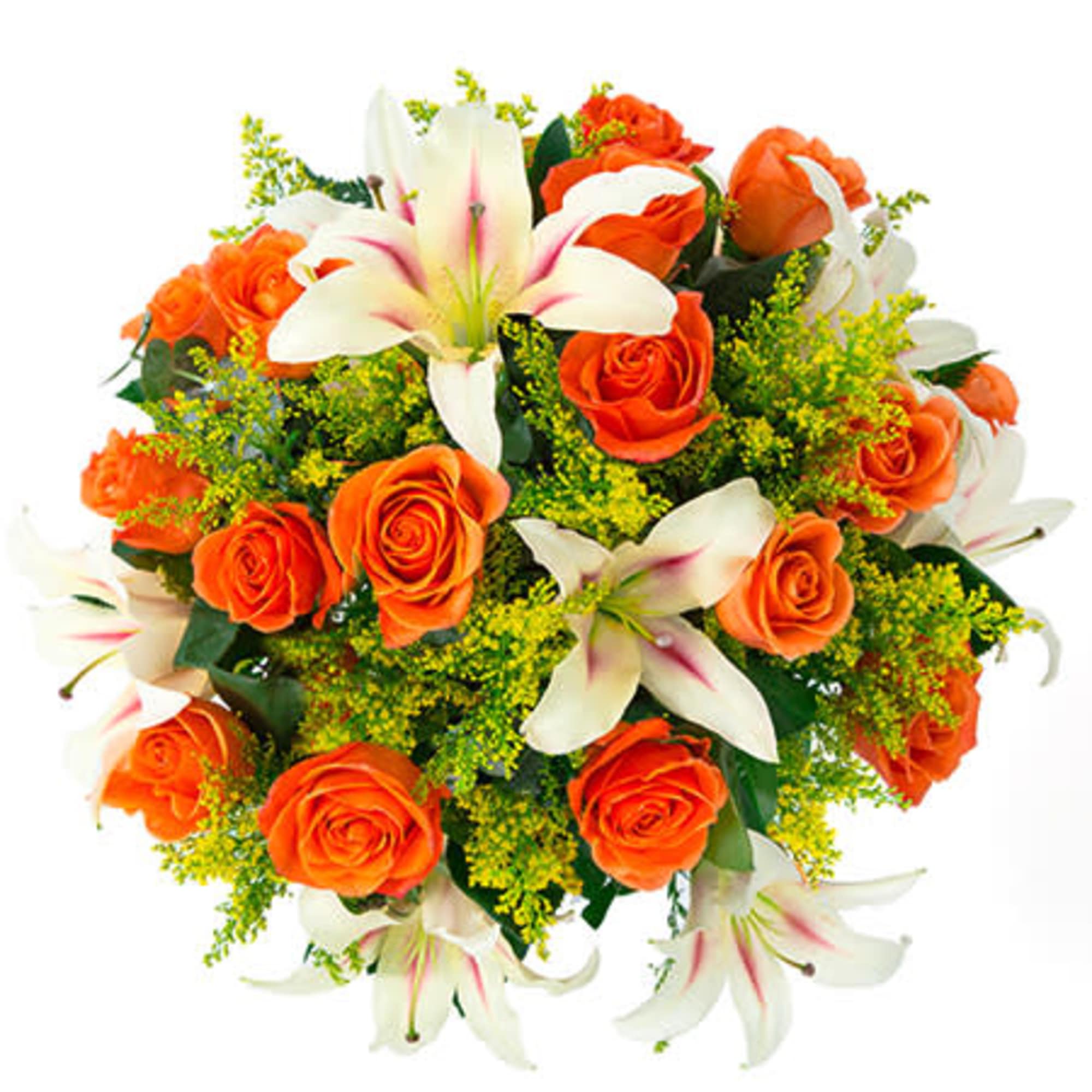 This arragement of lilies and roses is graceful and elegant perfect for