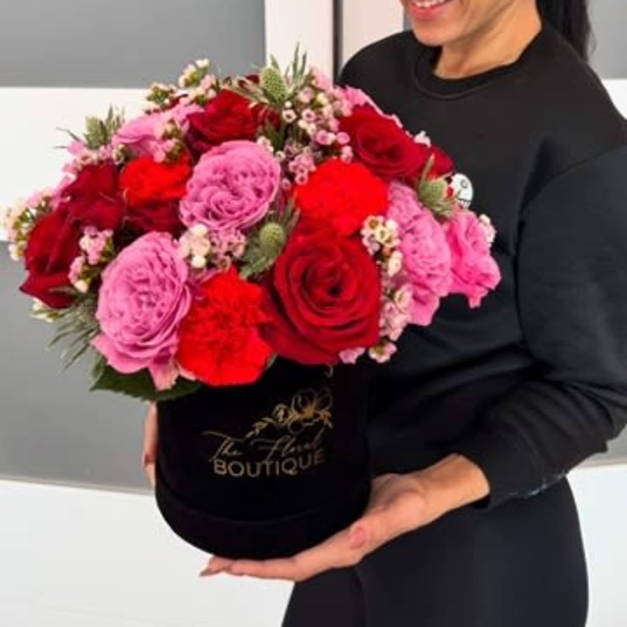 Small Box (Standard)- 12 premium Ecuadorian  roses with assorted floral fillers