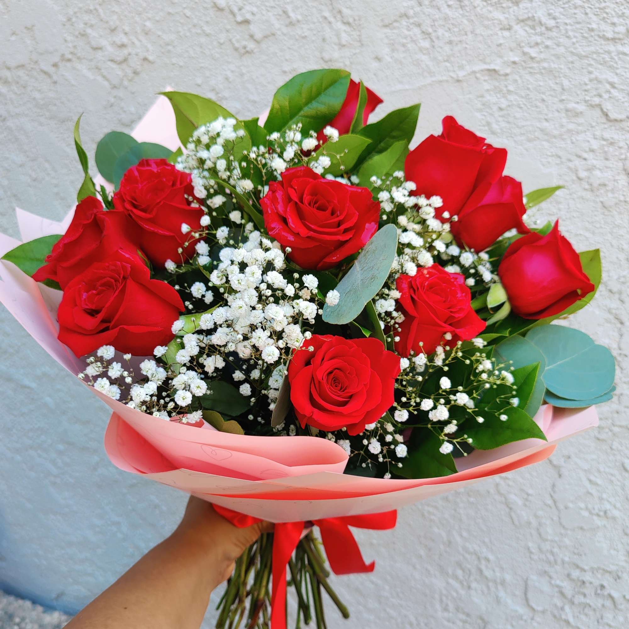Beautiful  red rose bouquet created with 12 quality fresh roses from