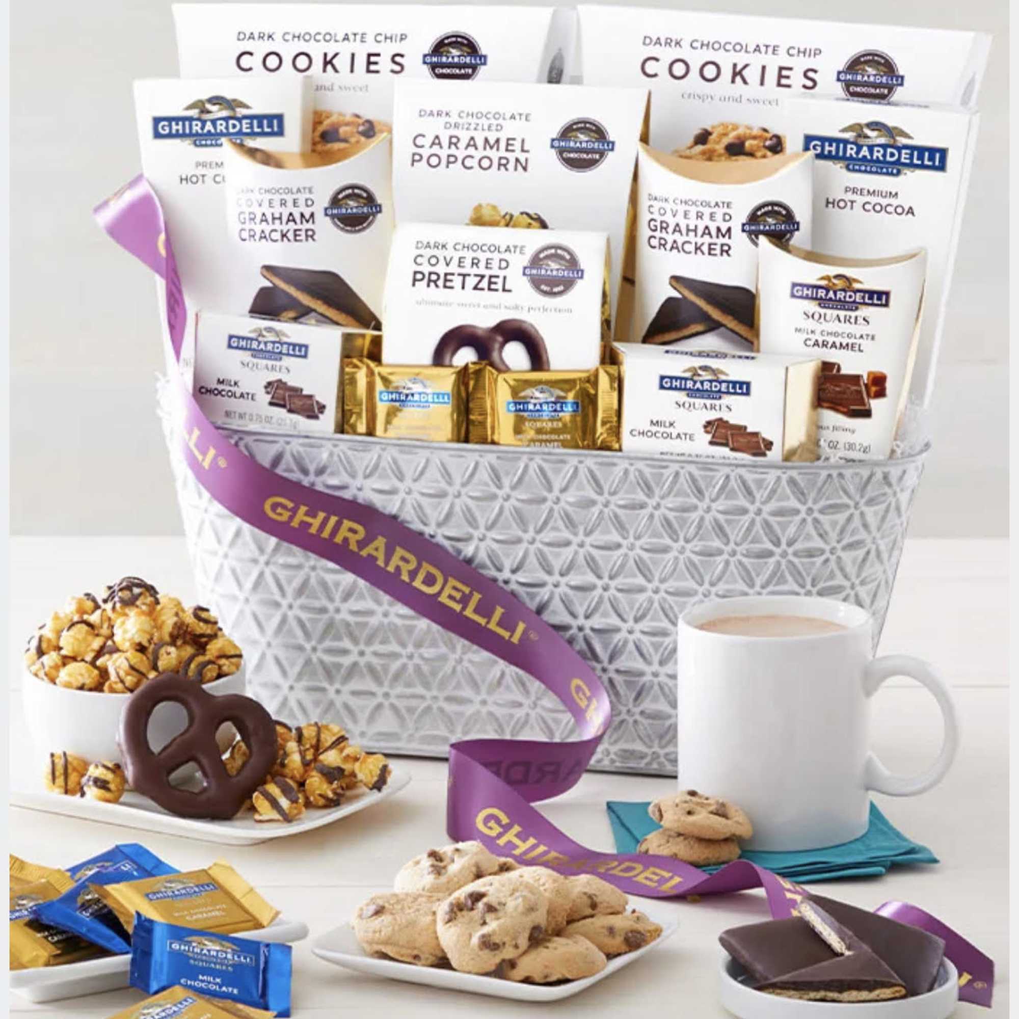 Share an abundant gift basket filled with some of Ghiardelli’s best. Finished Share an abundant gift basket filled with some of Ghiardelli’s best. Finished