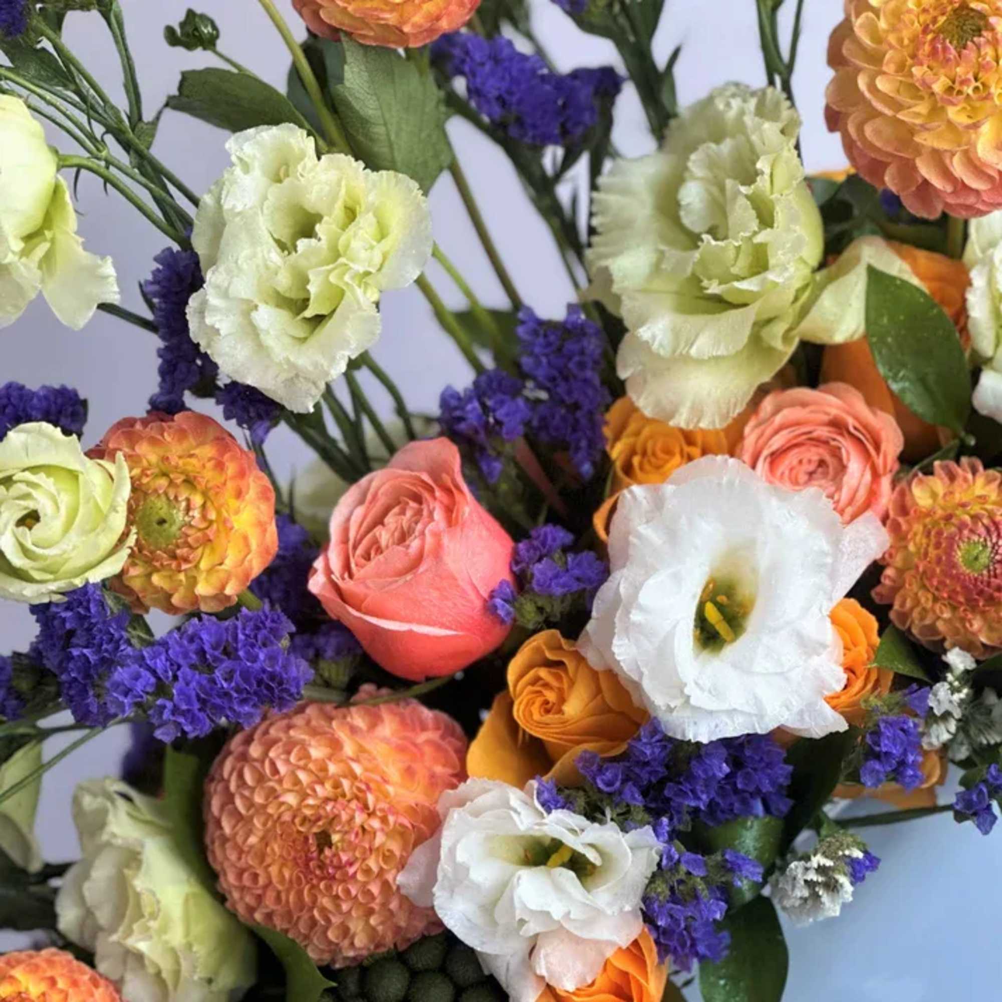 This beautiful arrangement of flowers of pure light color created to celebrate