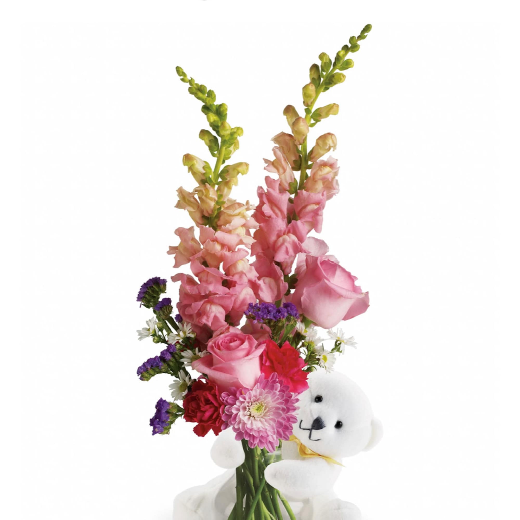 Send this adorable little bear with enchanting flowers, and someone special will Send this adorable little bear with enchanting flowers, and someone special will