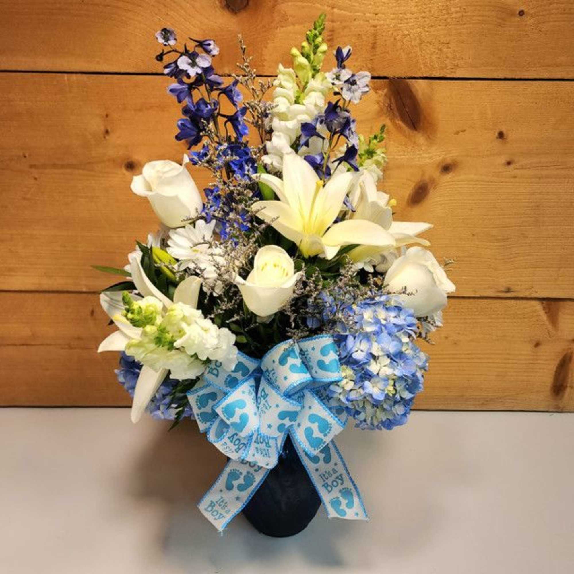 It&#039;s a Boy Vase Bouquet by Savilles Florist  approx. 22&quot; H