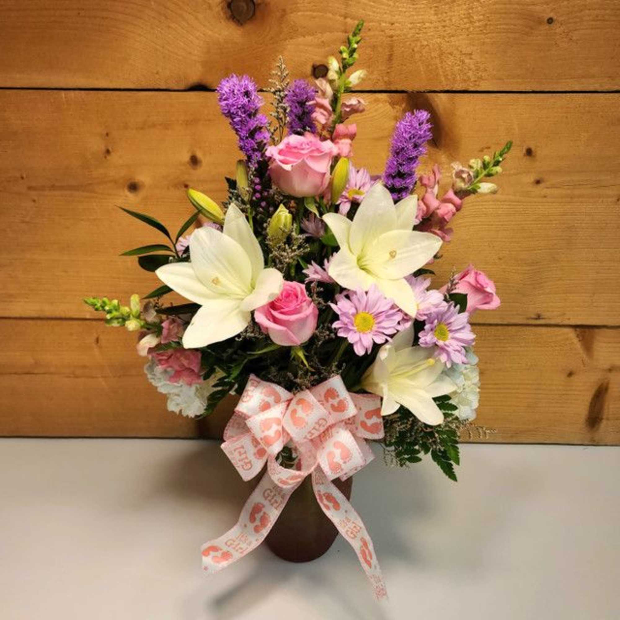 It&#039;s a Girl Vase Bouquet by Savilles Florist  approx. 22&quot; H