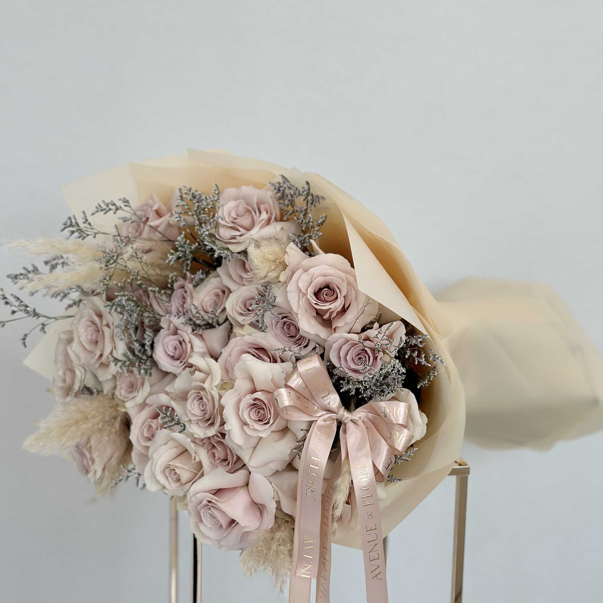 Introducing the &quot;Elegance Bouquet&quot; featuring a mesmerizing array of soft beige roses