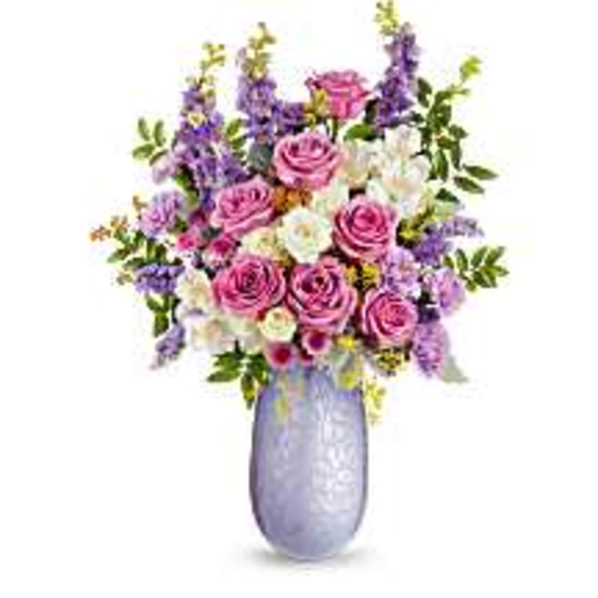  crafted from hand-blown art glass with an iridescent finish. A stunning