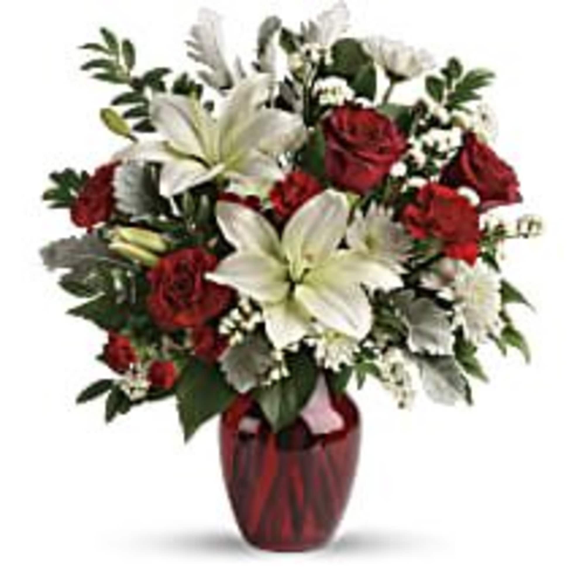 A vision of love! This luxe bouquet of fragrant white lilies and