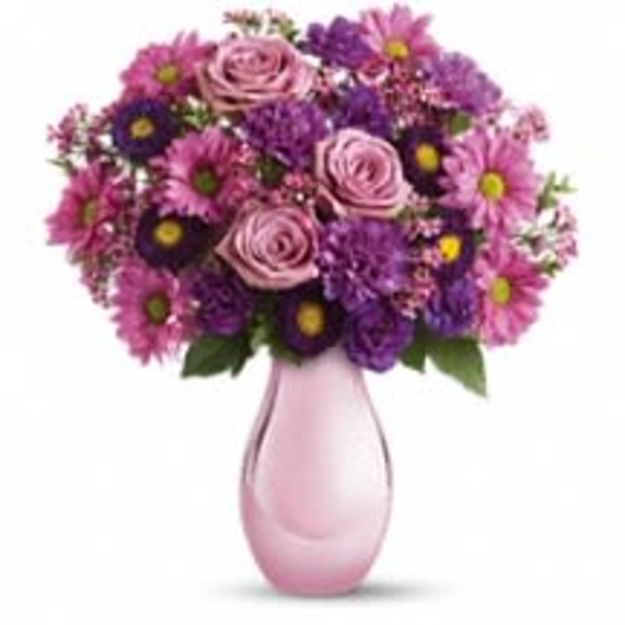 Well, this beautiful arrangement has charms that extend way beyond its blossoms.