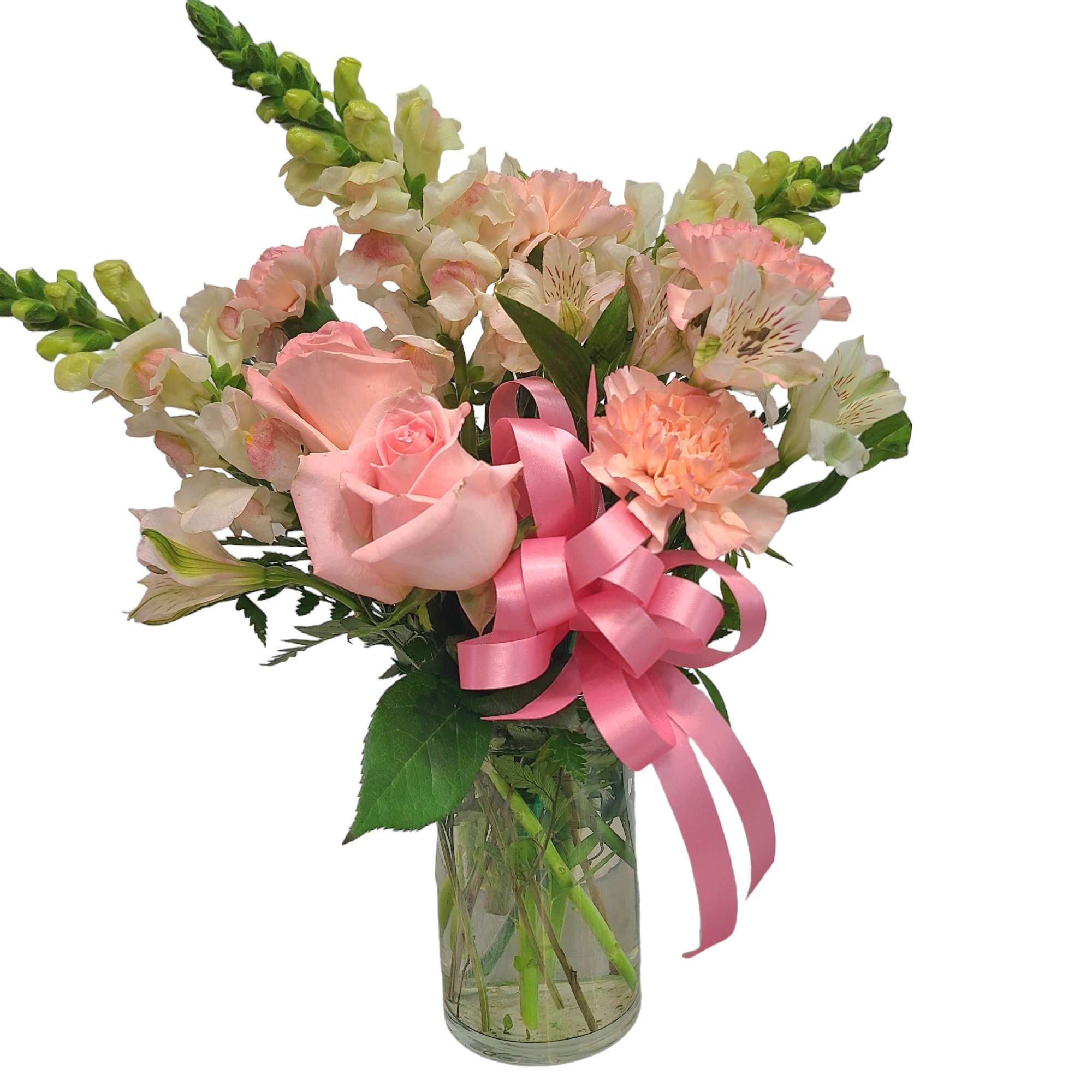 Soft pink and white shades. 