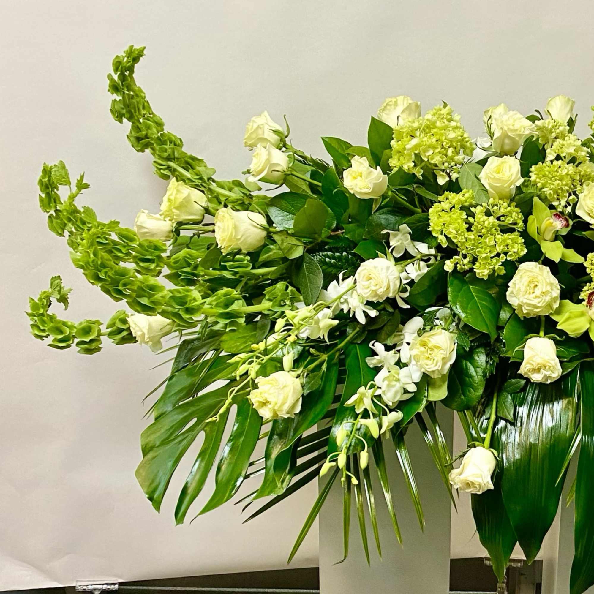 All White and Green Premium Flowers Casket Spray