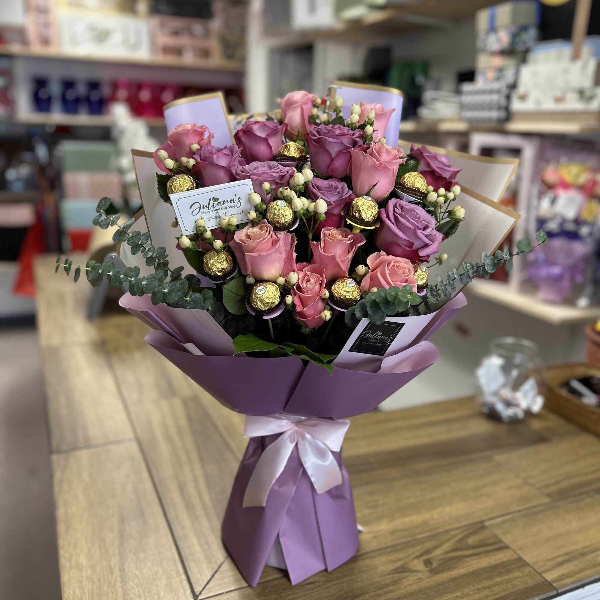 Special design by Juliana's flowers designers, with seasonal flowers and colors and