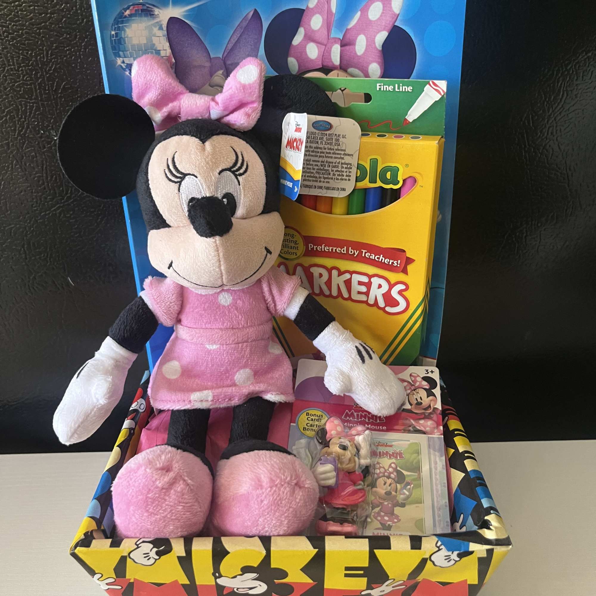 Minnie Mouse plush , coloring book and markers with toy 