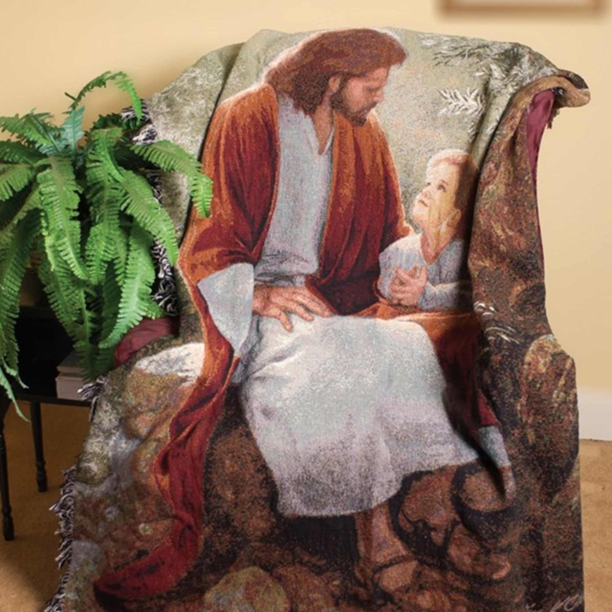 This heirloom-quality In His Light Tapestry Throw will add boutique charm to This heirloom-quality In His Light Tapestry Throw will add boutique charm to