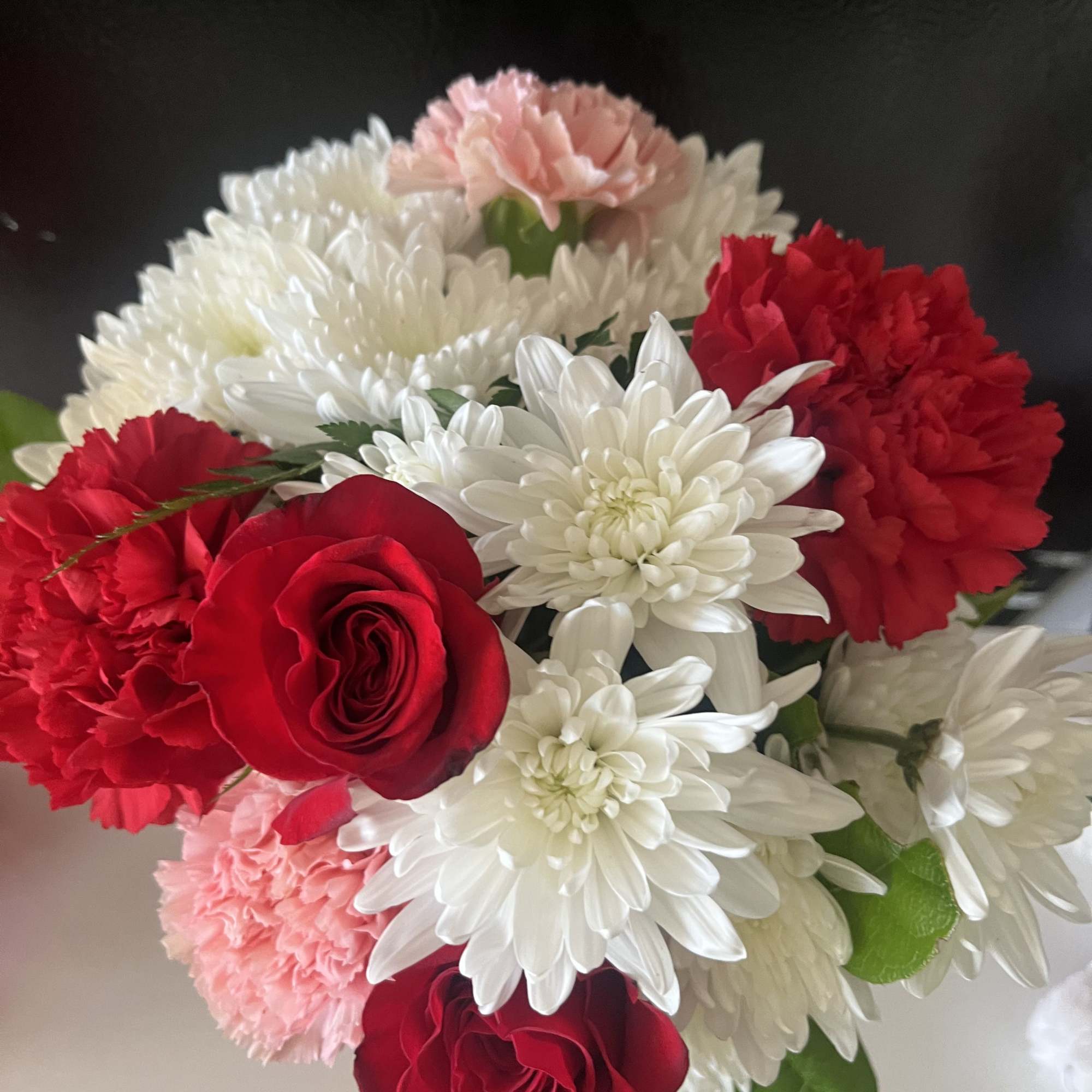 fresh red and white flowers with some pink 