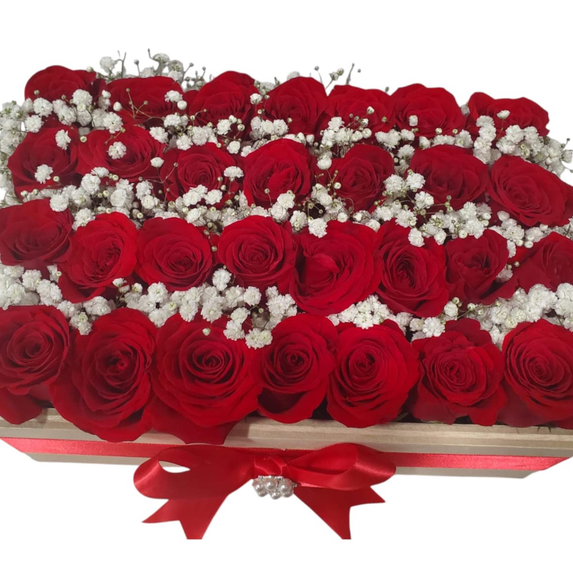 Adorable wooden box with roses and personalized balloon for any occasion