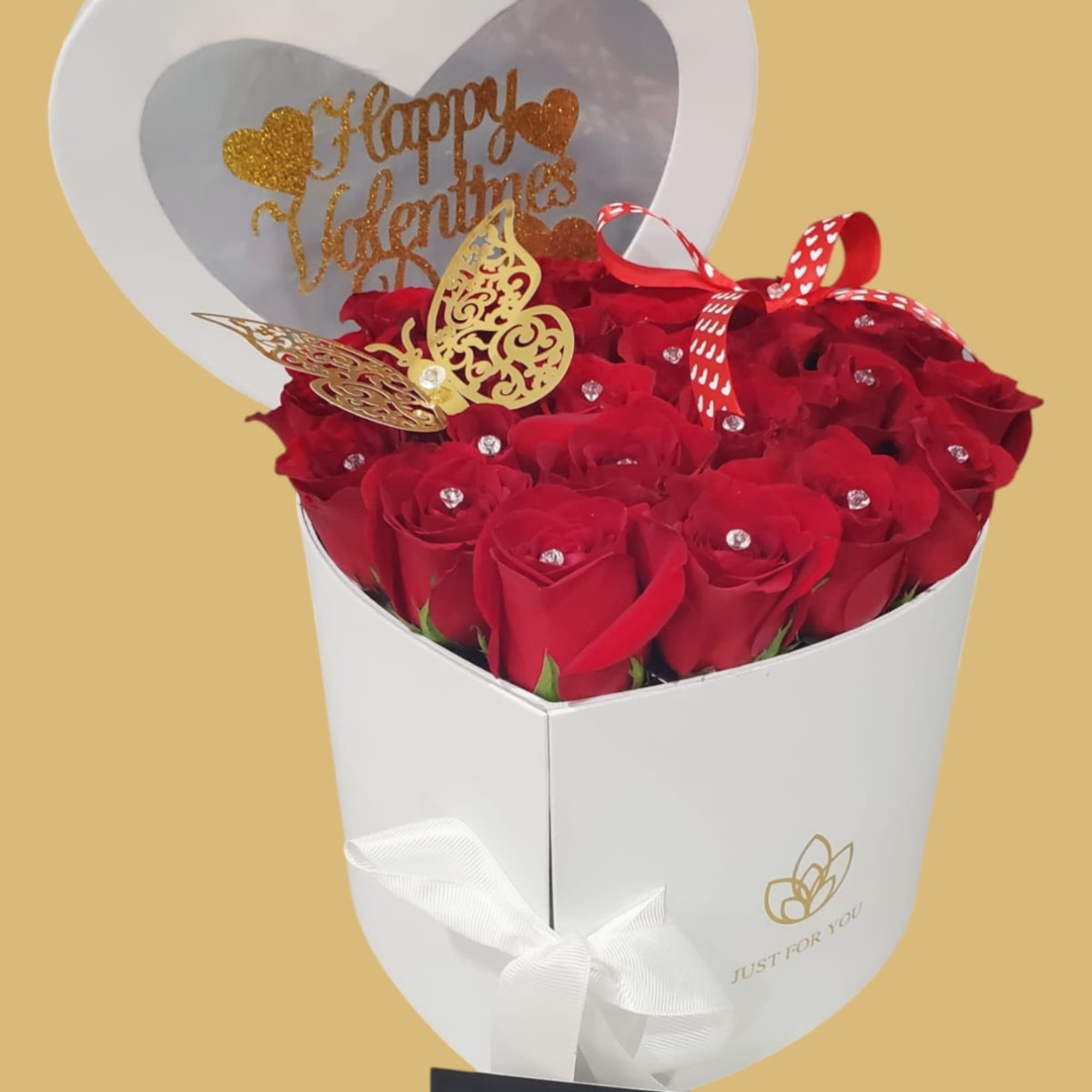 double compartment box of roses and chocolates ideal for all occasions